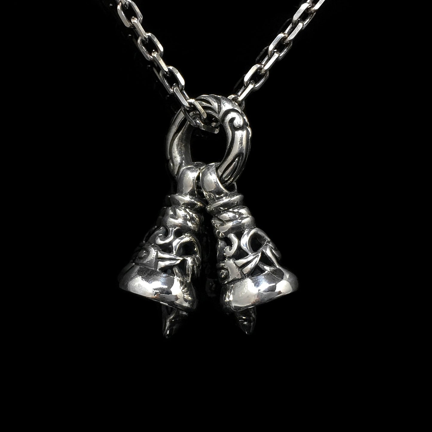 Retro Sterling Silver Hollow Bell pendant