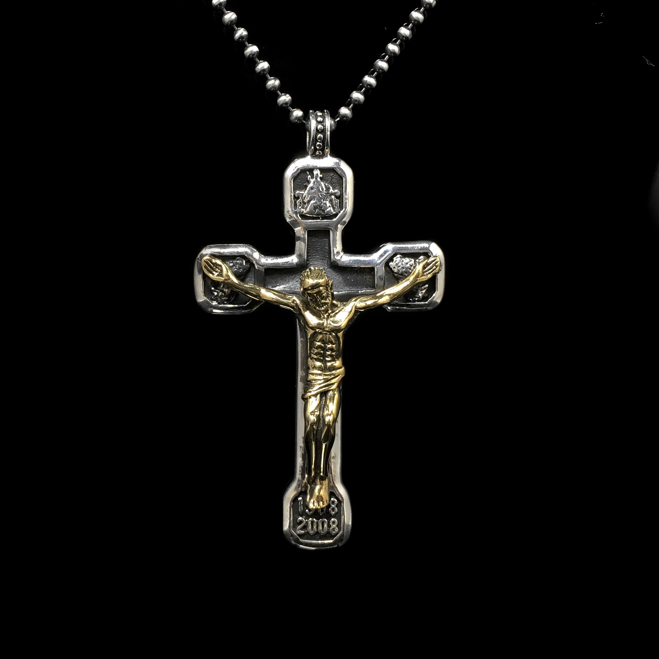 Jesus Cross Brass 925 Silver Pendant