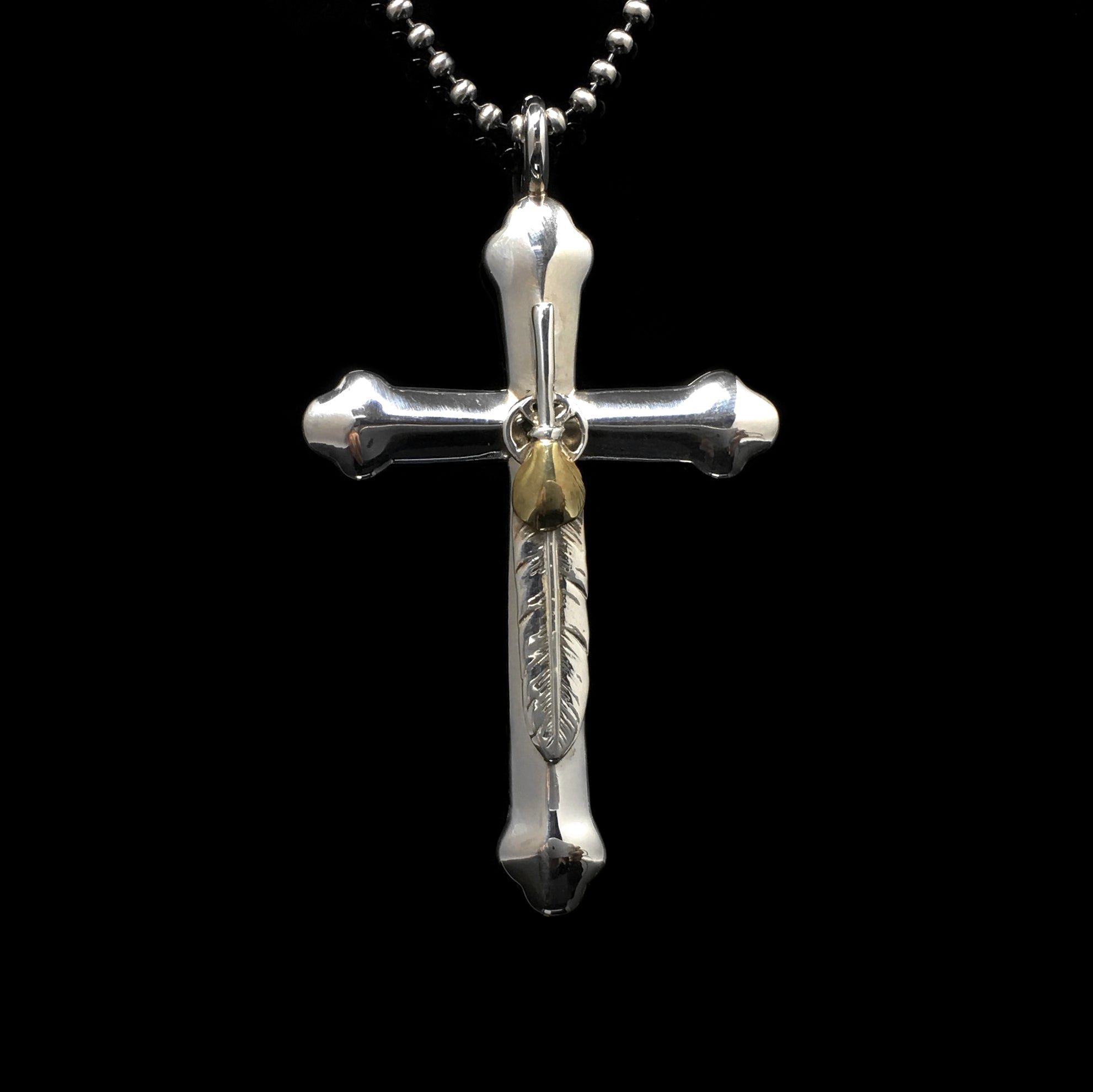 Japan Takahashi Goro Feather Cross 925 Silver Pendant