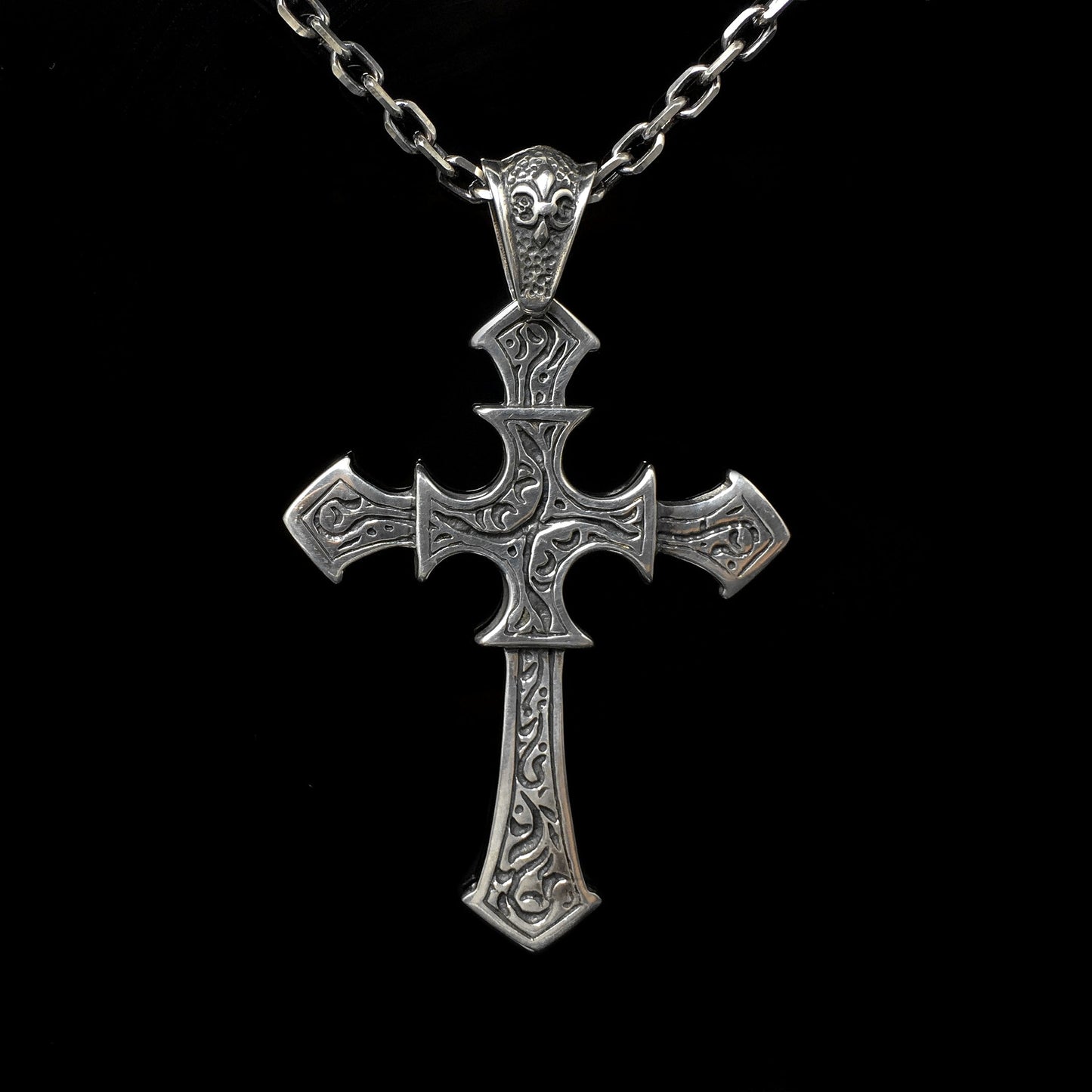 Antique Pattern Cross 925 Silver Pendant