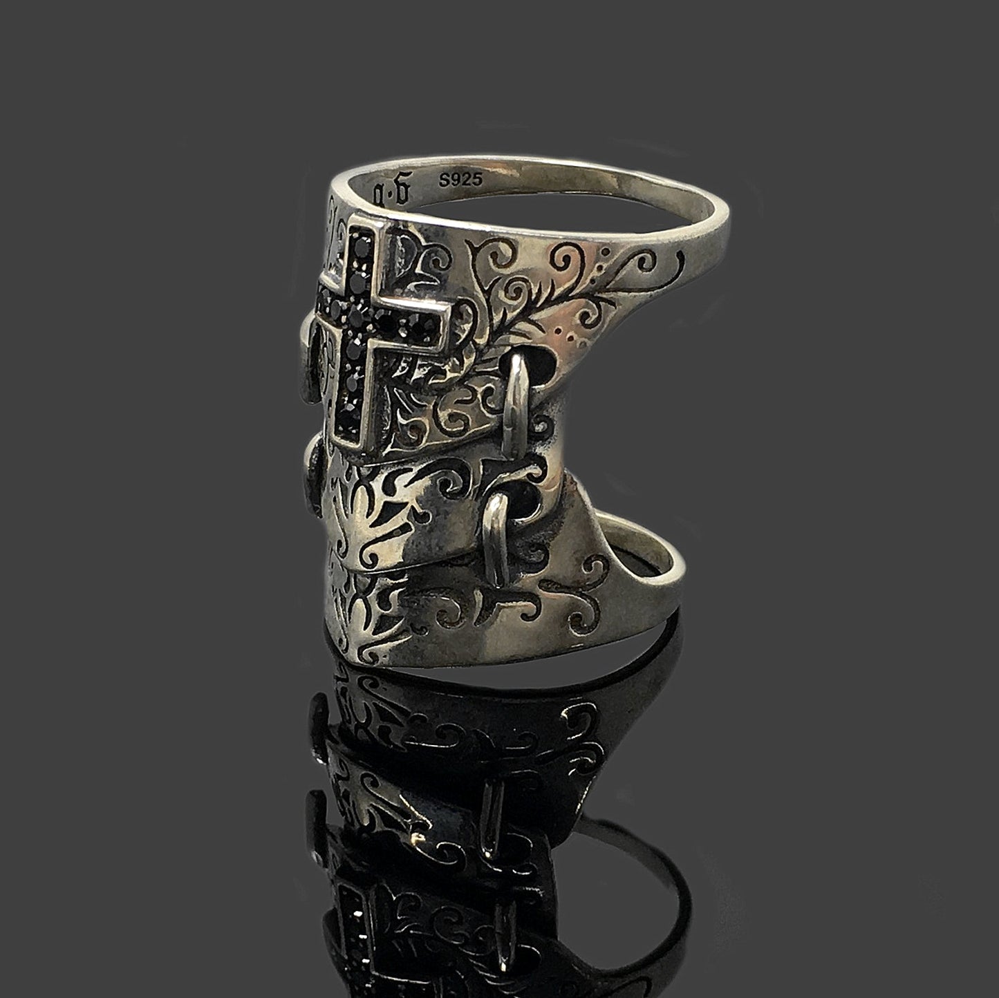 Sterling Silver Retro Spartan Hero Helmet Mask Ring