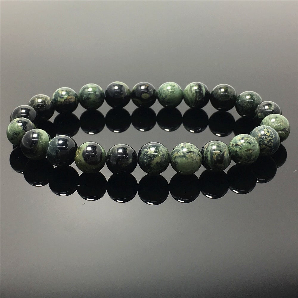 Kambaba Jasper Gemstone Round Beaded Stone Bracelet