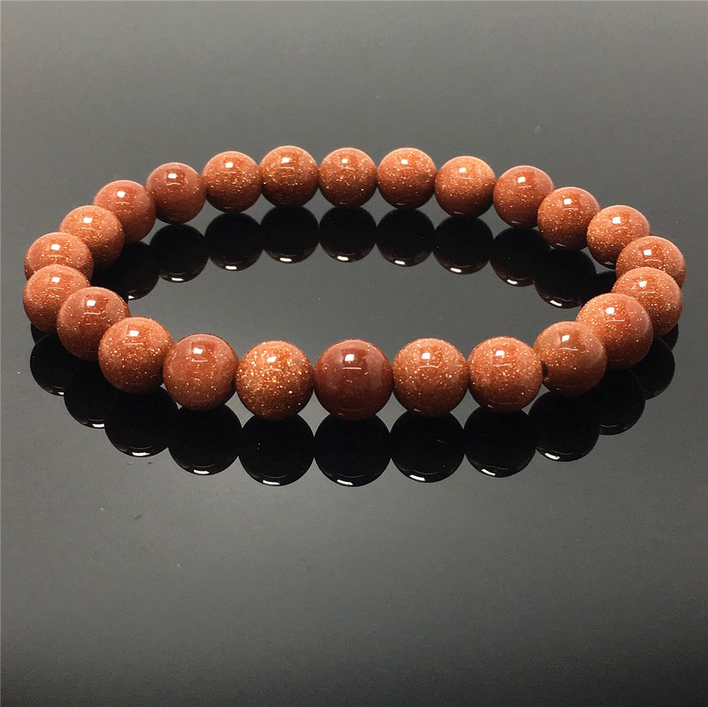 Gold Sandstone Gemstone Round Beaded Stone Bracelet