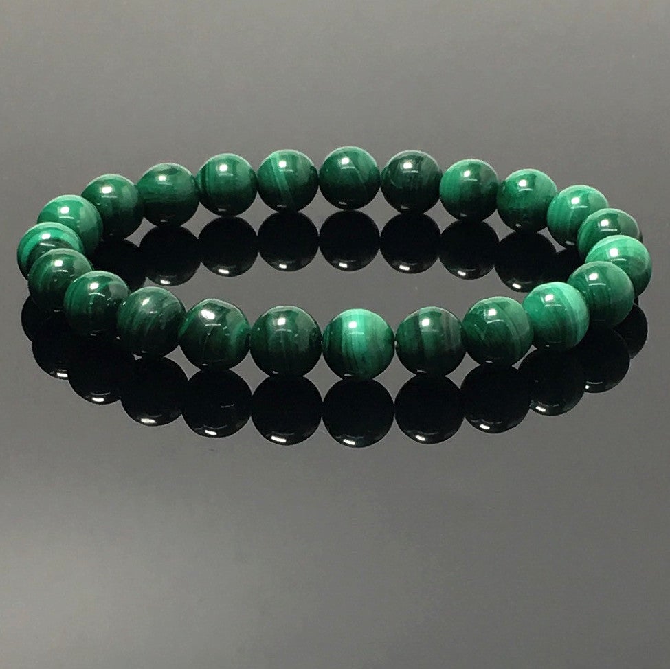 Malachite Gemstone Crystal Healing Stretch Beads Bracelet