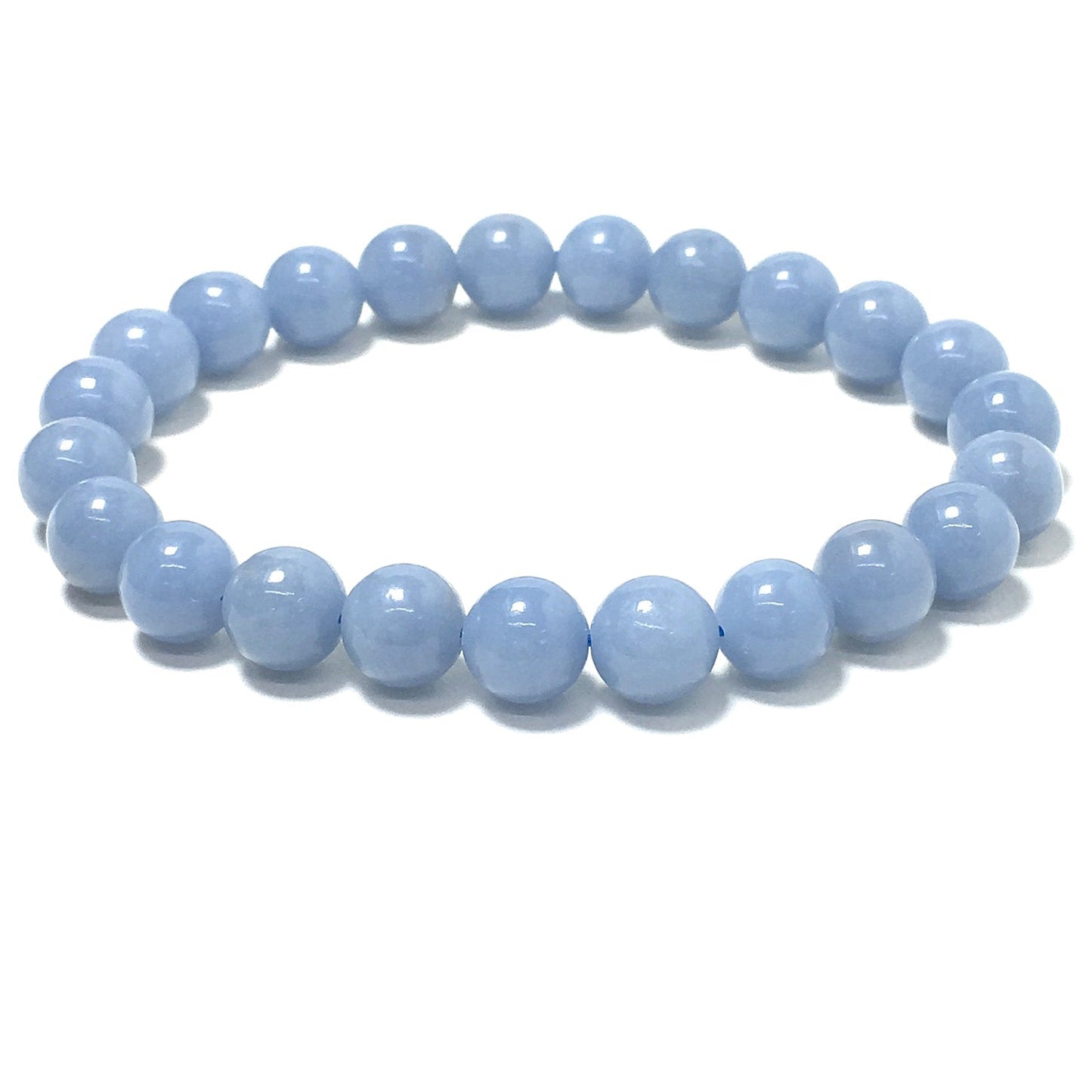 Angelite Natural Gemstone Crystal Healing Stretch Beads Bracelet
