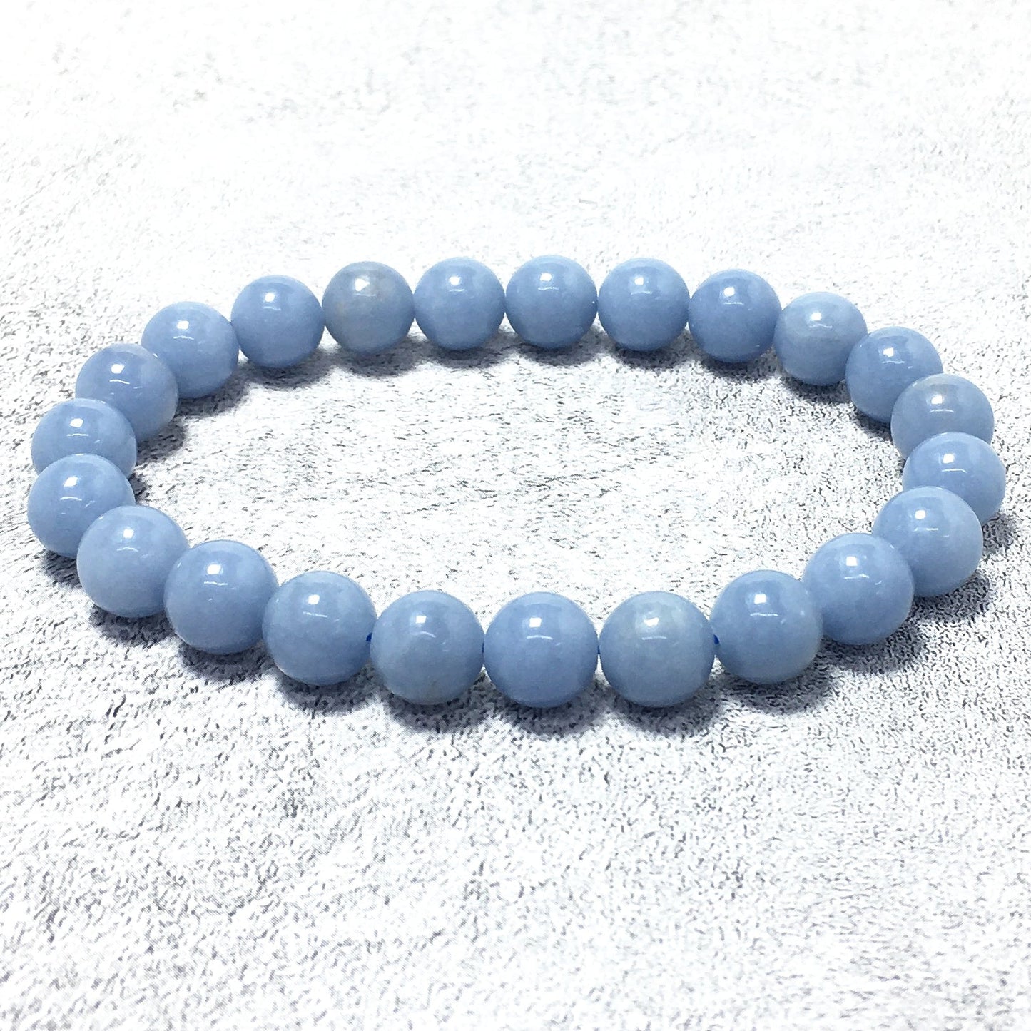 Angelite Natural Gemstone Crystal Healing Stretch Beads Bracelet