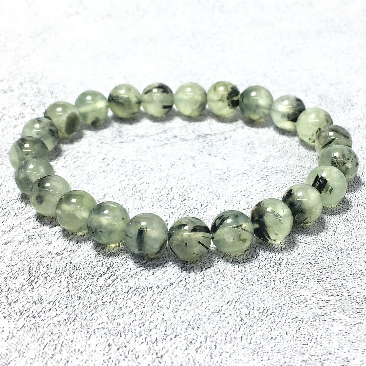 Prehnite Natural Gemstone Crystal Healing Stretch Beads Bracelet