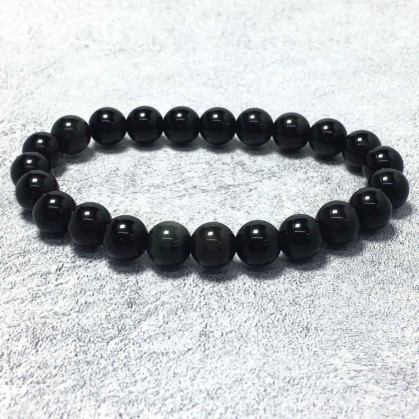 Rianbow Obsidian Gemstone Crystal Healing Stretch Beads Bracelet