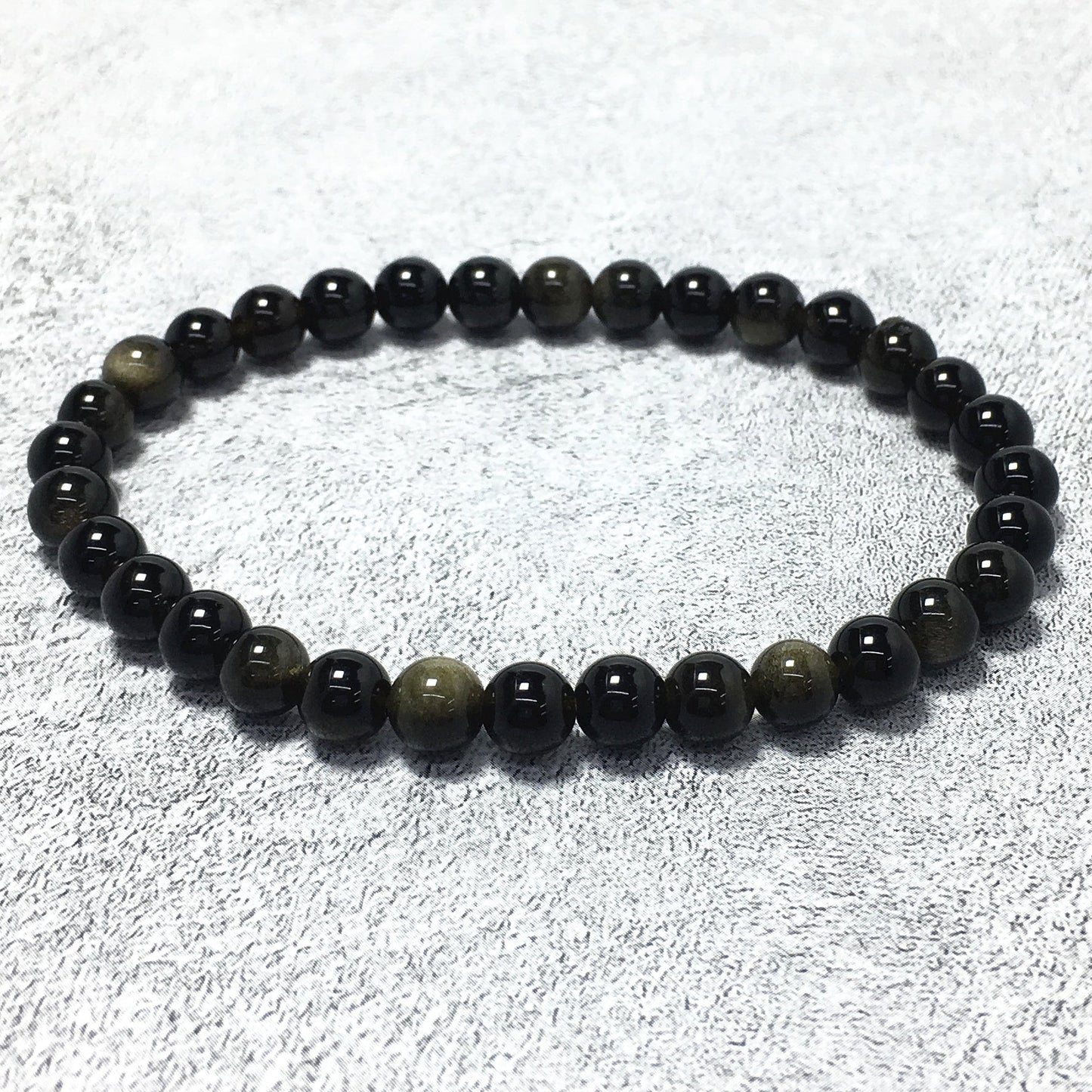 Golden Obsidian Gemstone Crystal Healing Stretch Beads Bracelet