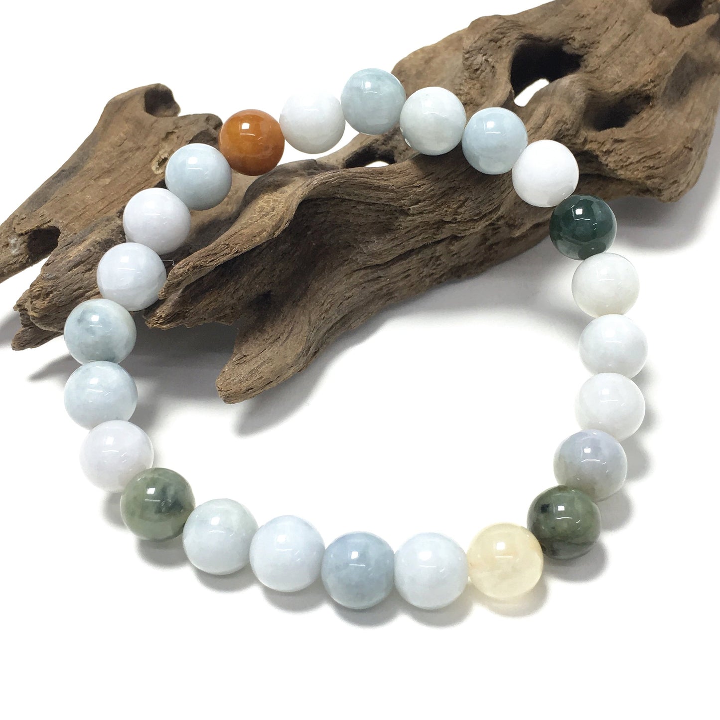 Jadite Gemstone Crystal Healing Stretch Beads Bracelet