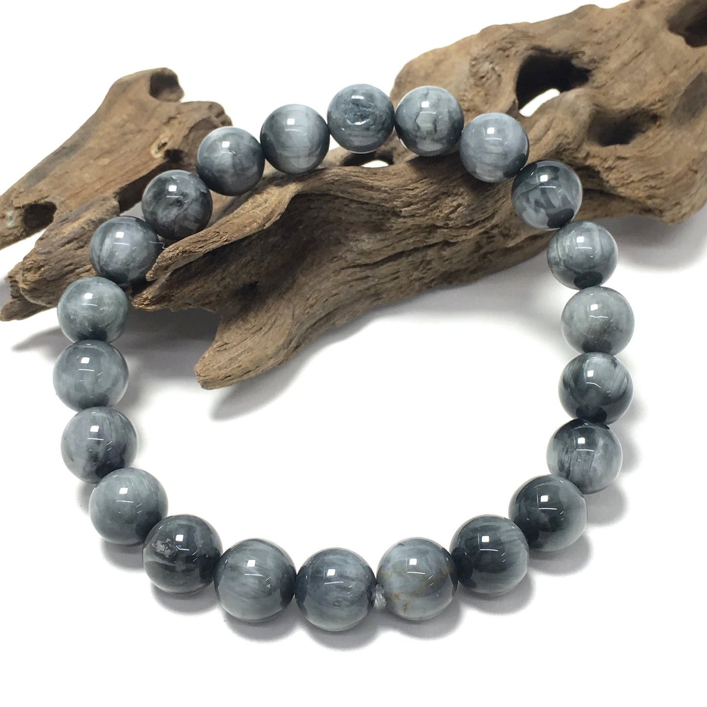 Eagle Eyes Natural Gemstone Crystal Healing Stretch Beads Bracelet