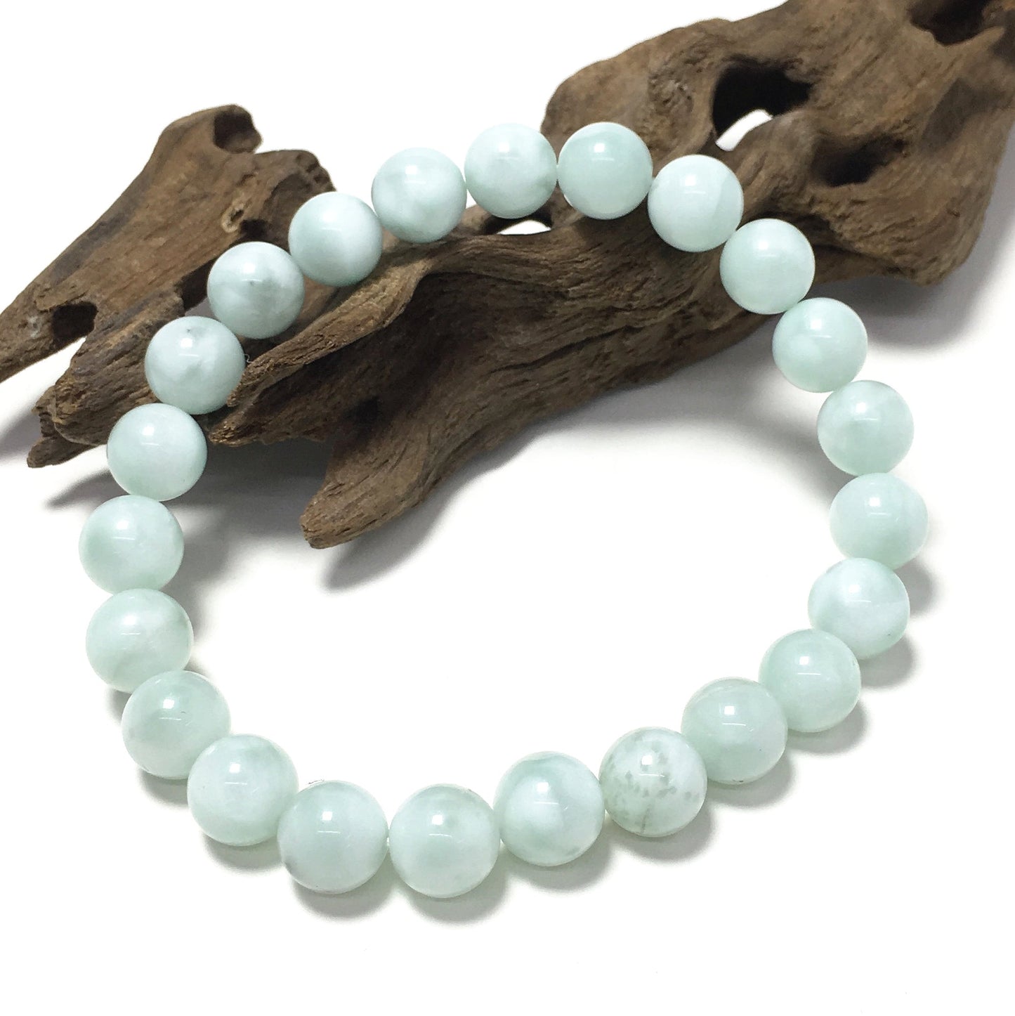 Green Anglite Natural Gemstone Crystal Healing Stretch Beads Bracelet