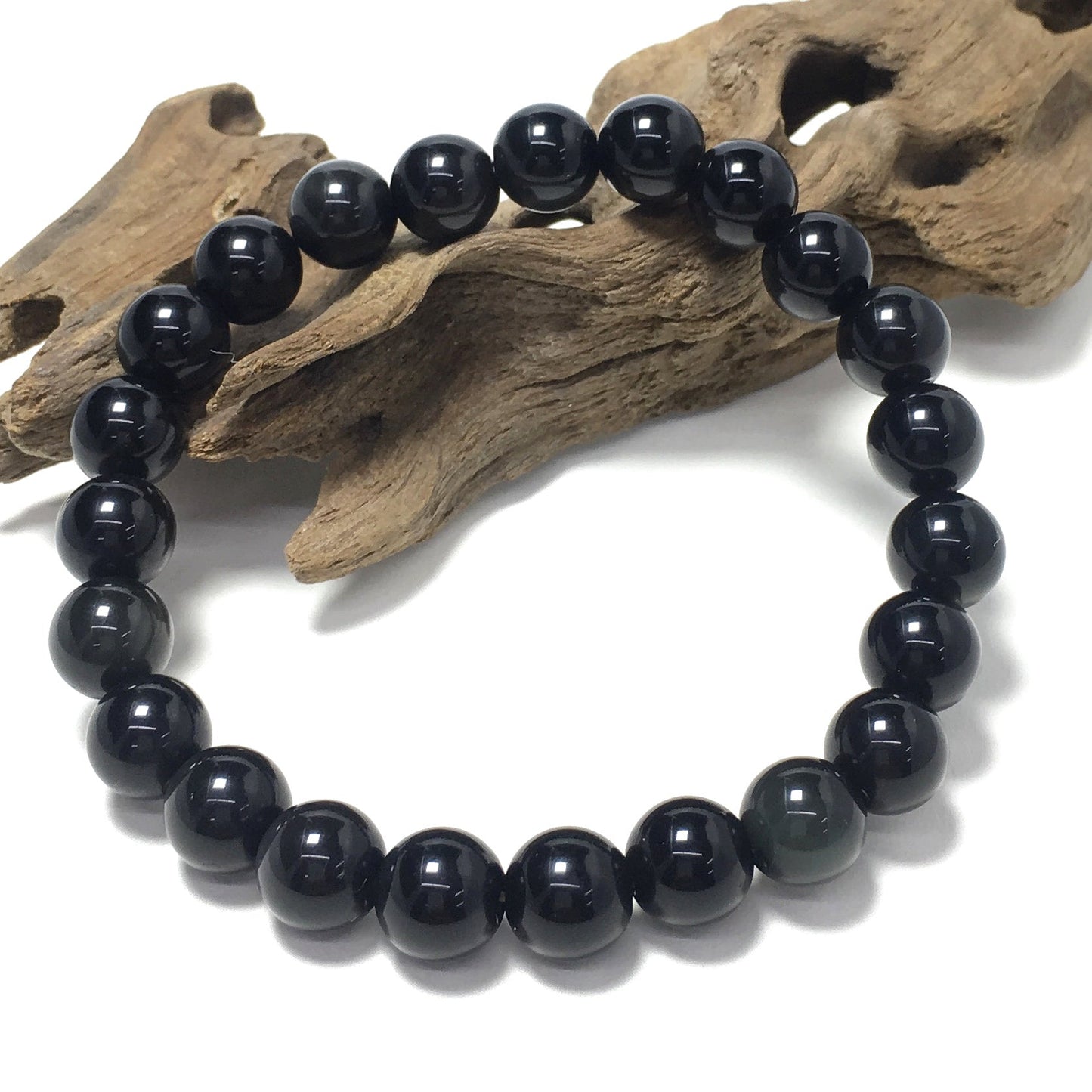 Rianbow Obsidian Gemstone Crystal Healing Stretch Beads Bracelet