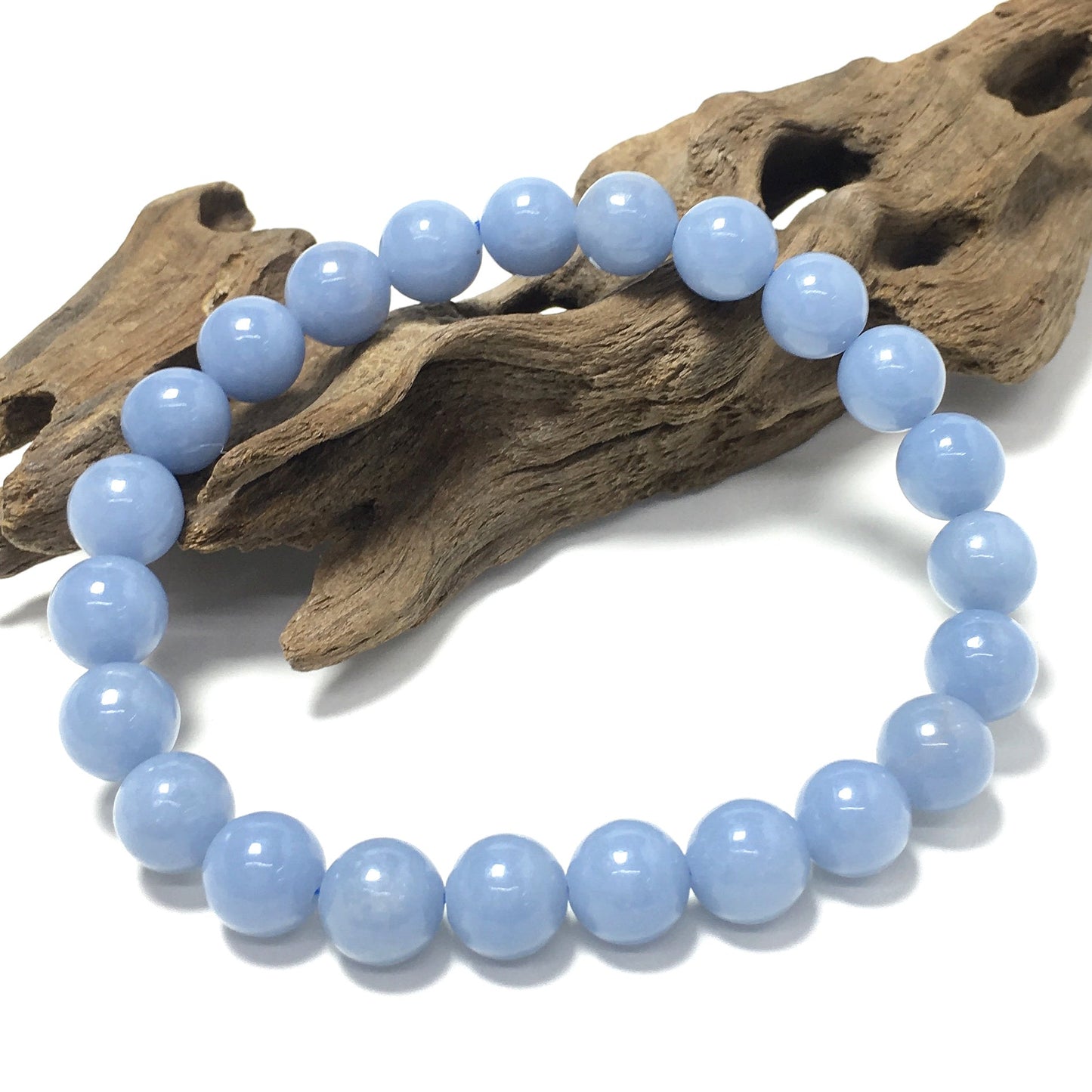 Angelite Natural Gemstone Crystal Healing Stretch Beads Bracelet