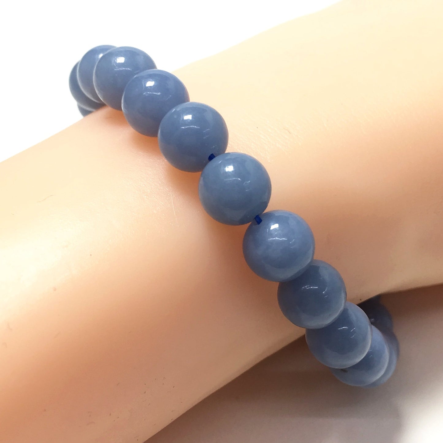 Angelite Natural Gemstone Crystal Healing Stretch Beads Bracelet