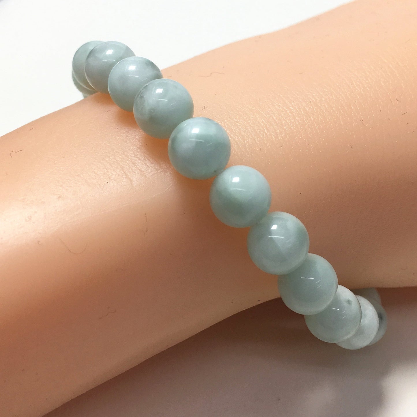 Green Anglite Natural Gemstone Crystal Healing Stretch Beads Bracelet