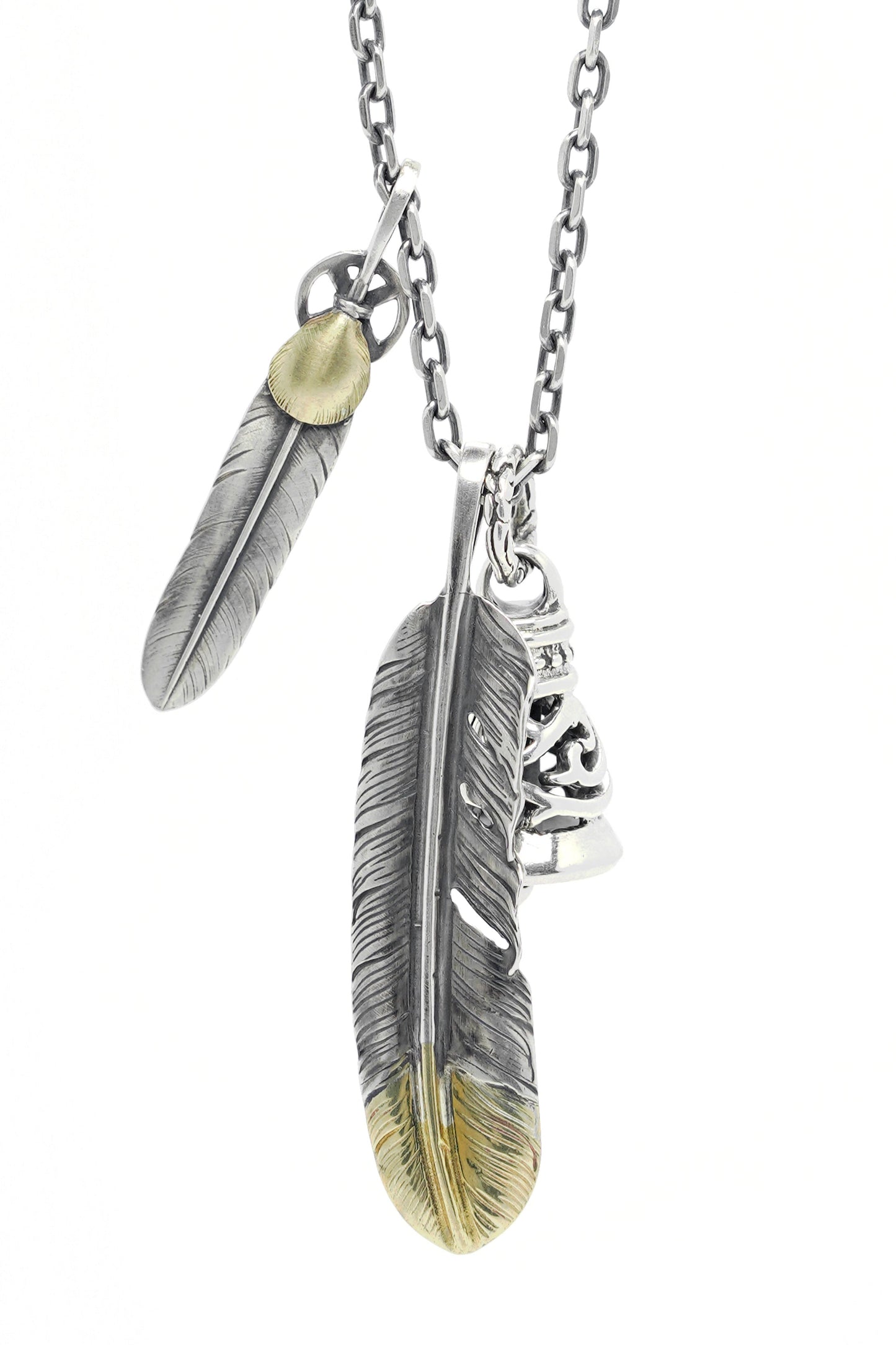 Retro 925 Sterling Silver Goro Feather Necklace Set