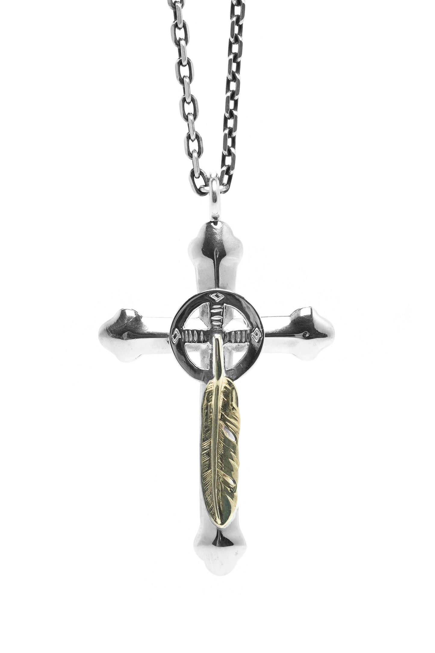 Takahashi Goro Feather Brass Cross 925 Silver Pendant