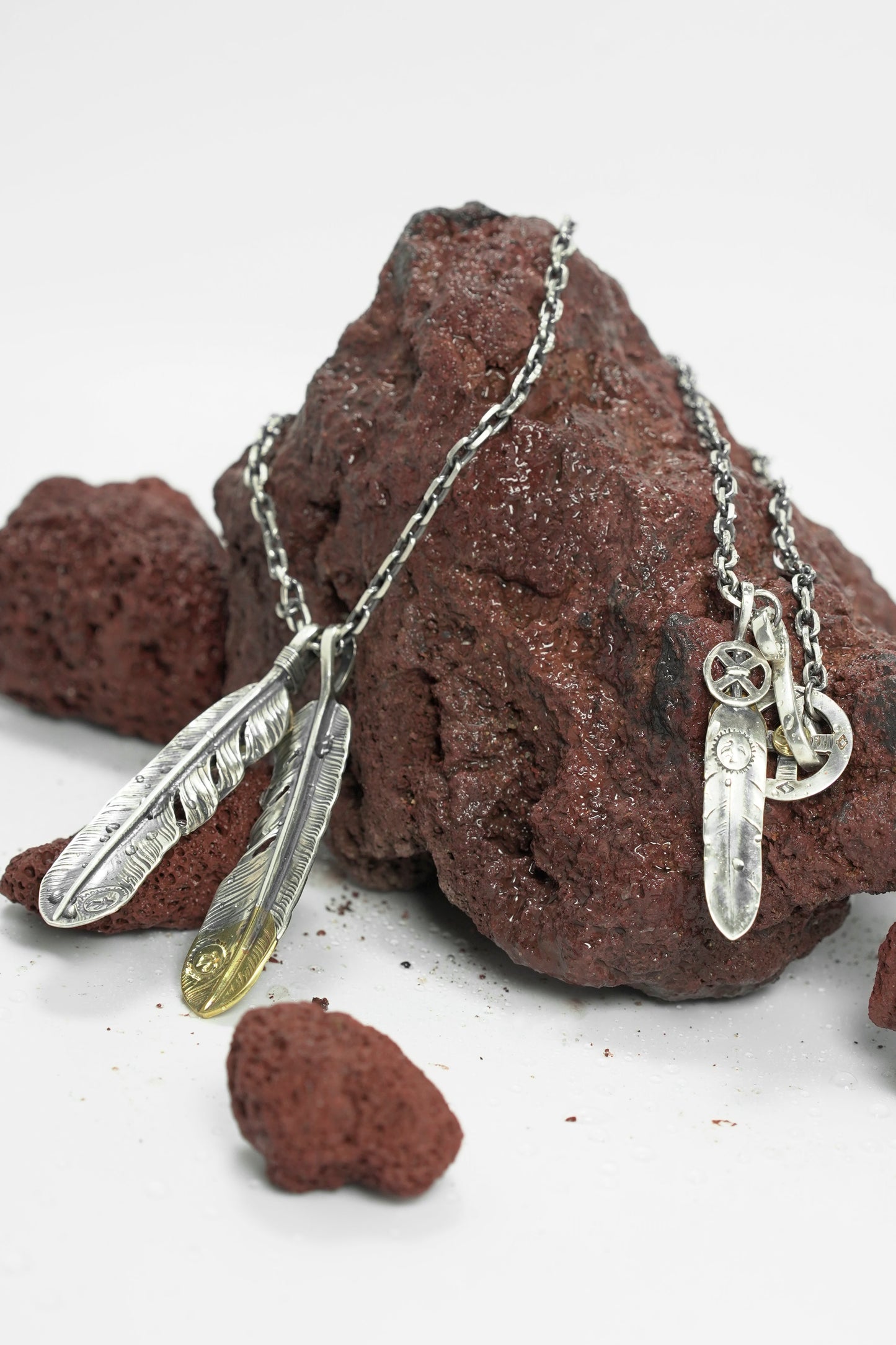 Japan Takahashi Goro Retro Feather Necklace Set 925 Silver