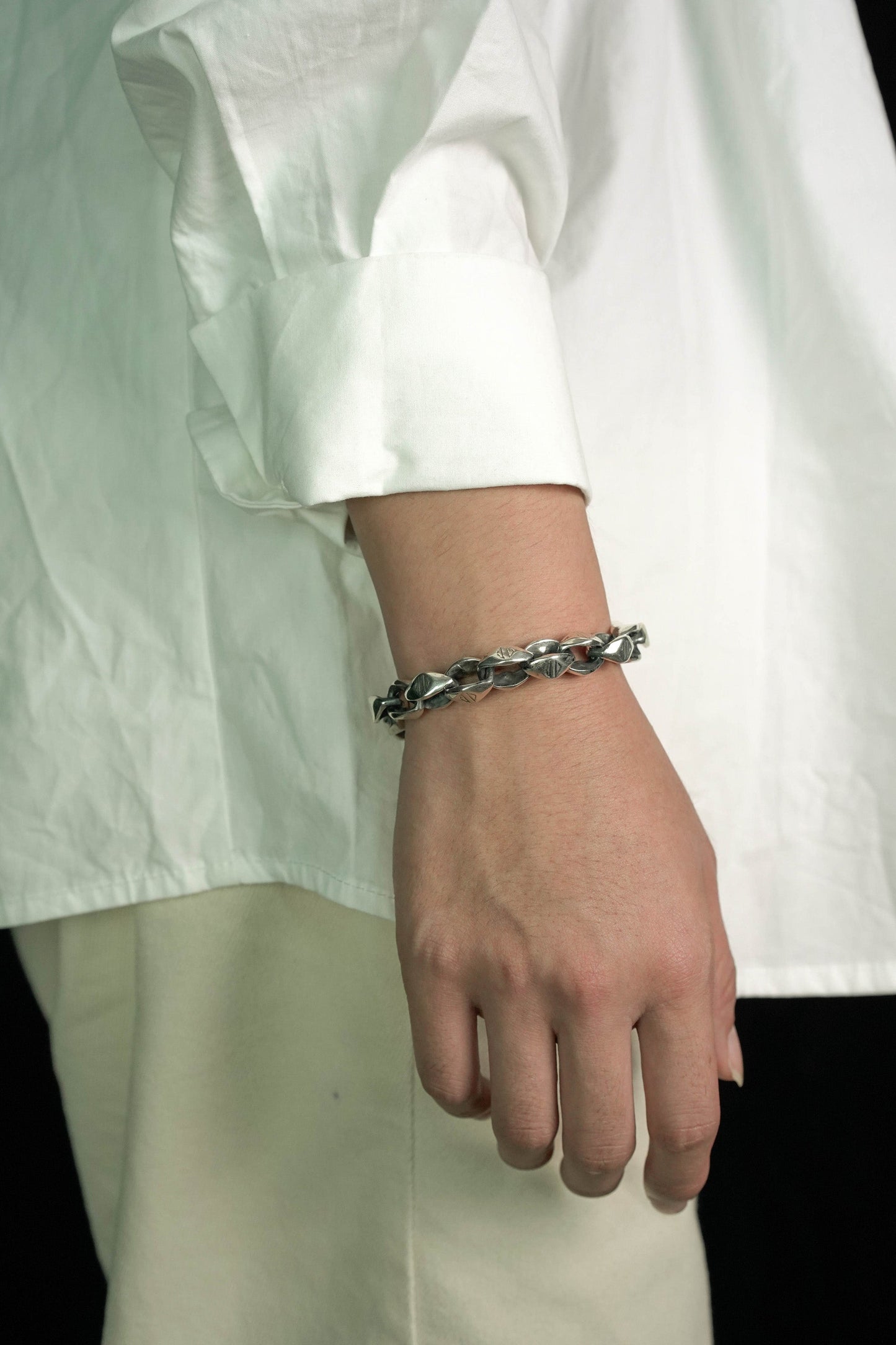 Retro 925 Sterling Silver Chain Bracelet