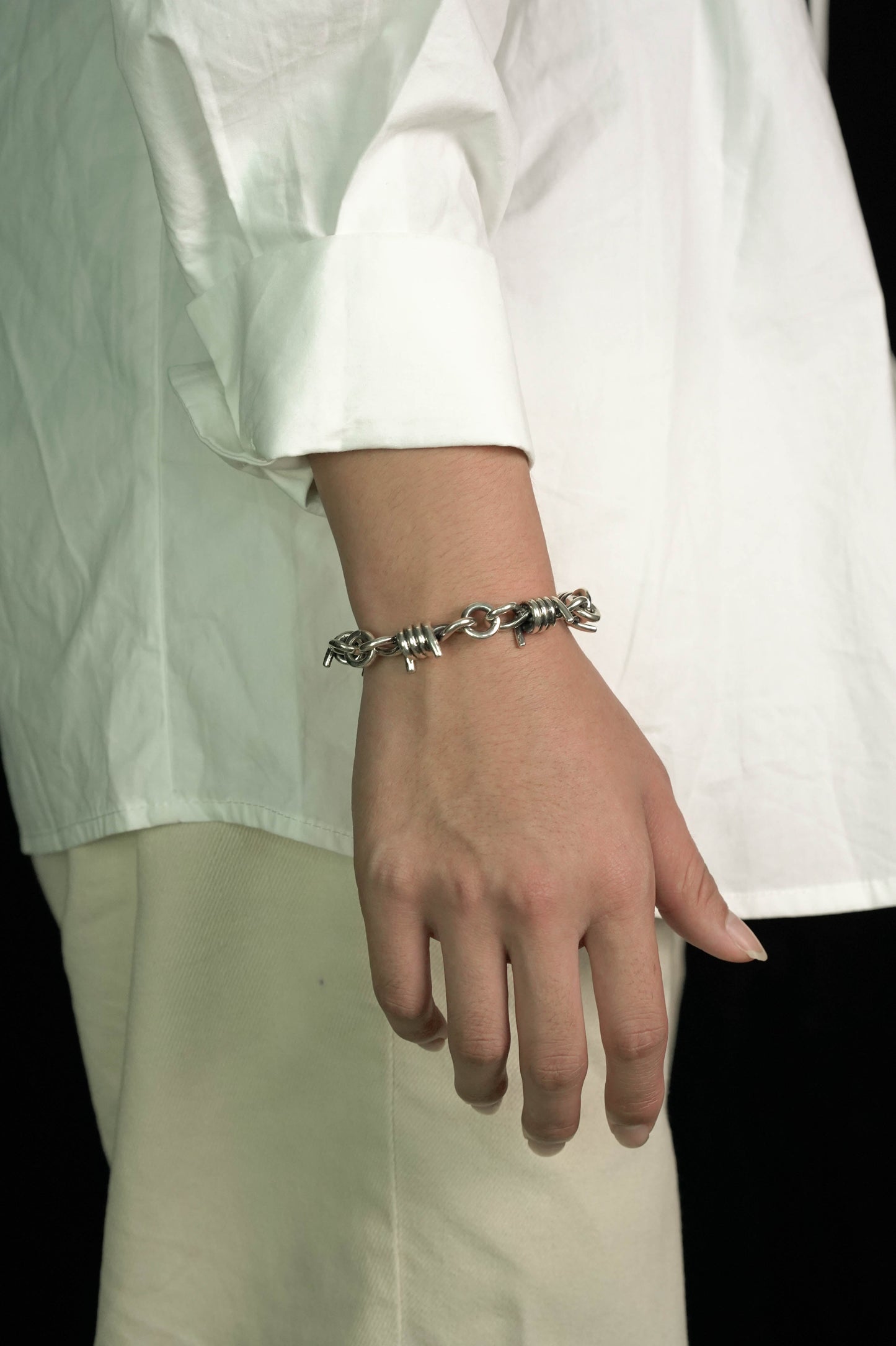 Retro Sterling Silver Twisted Rope Clasp Chain