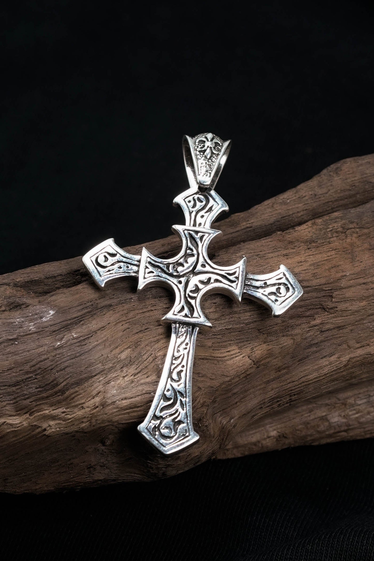 Antique Pattern Cross 925 Silver Pendant