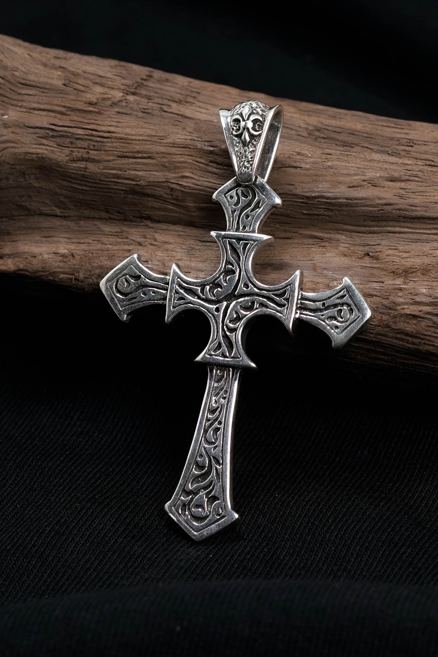 Antique Pattern Cross 925 Silver Pendant