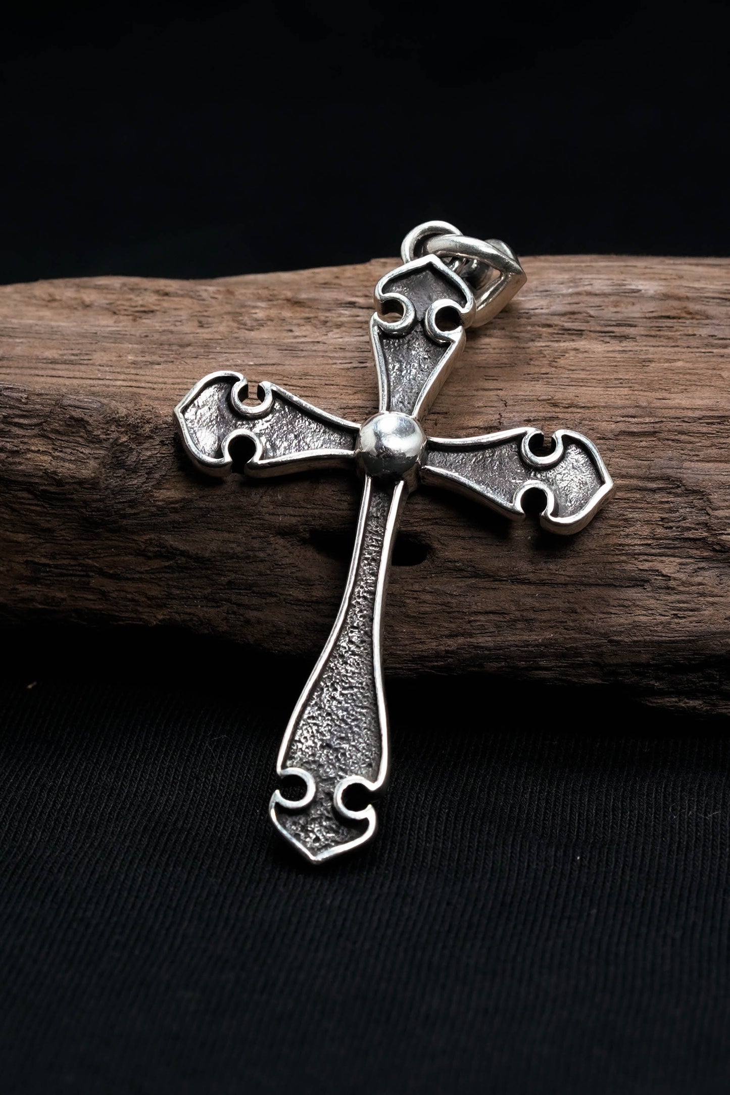 Large Antique Simple Cross 925 Silver Pendant