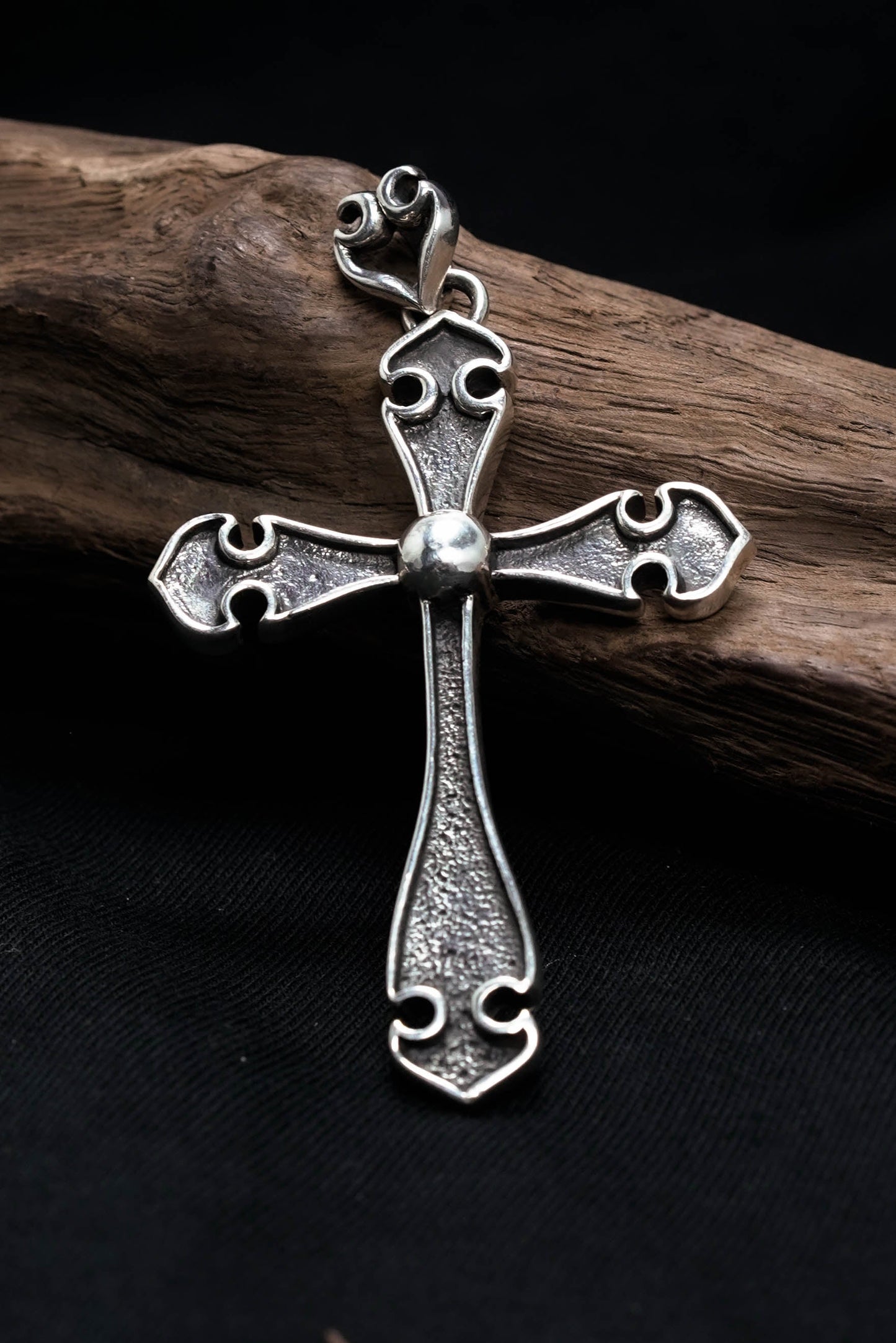 Large Antique Simple Cross 925 Silver Pendant