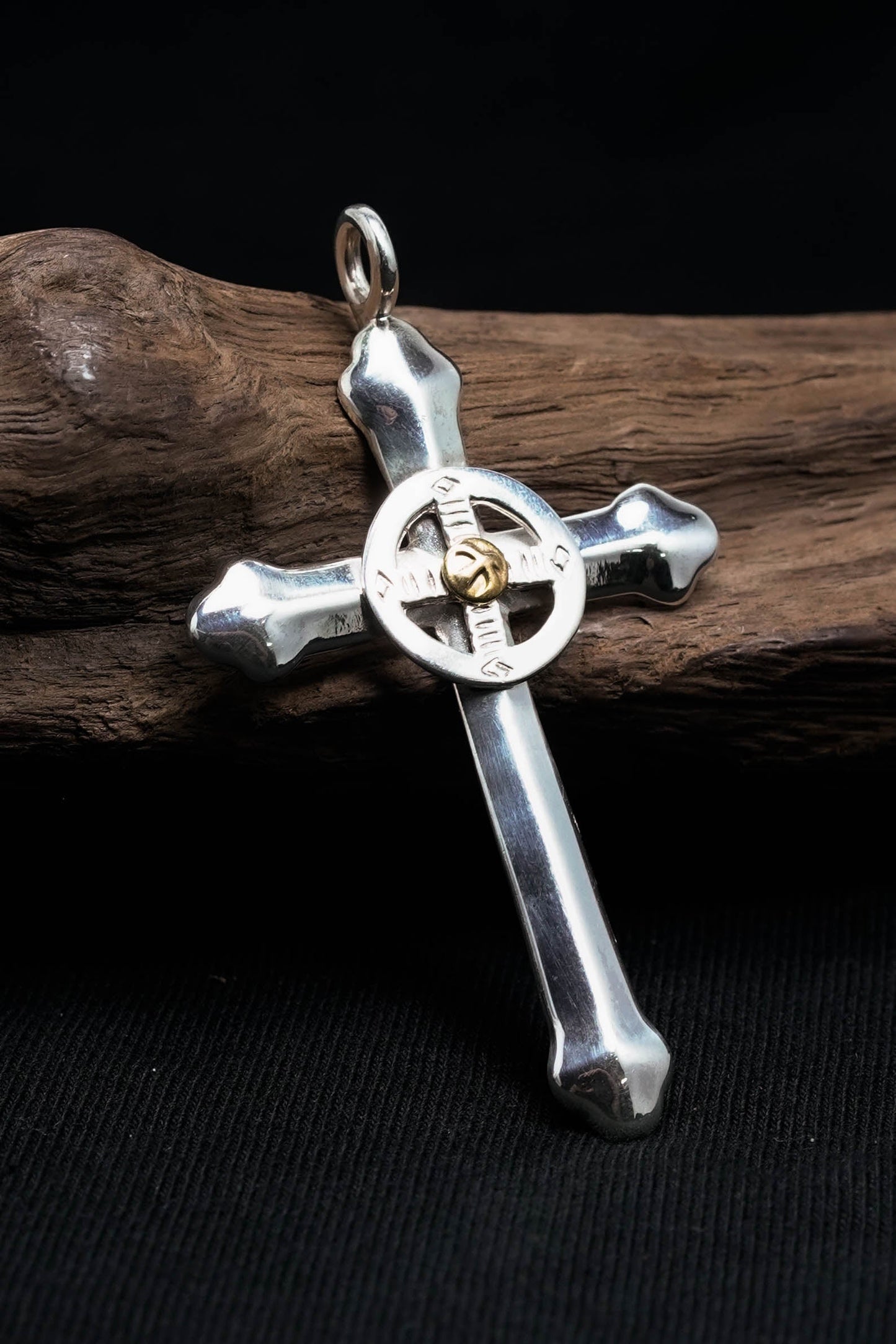 Takahashi Goro Round Brass Cross 925 Silver Pendant
