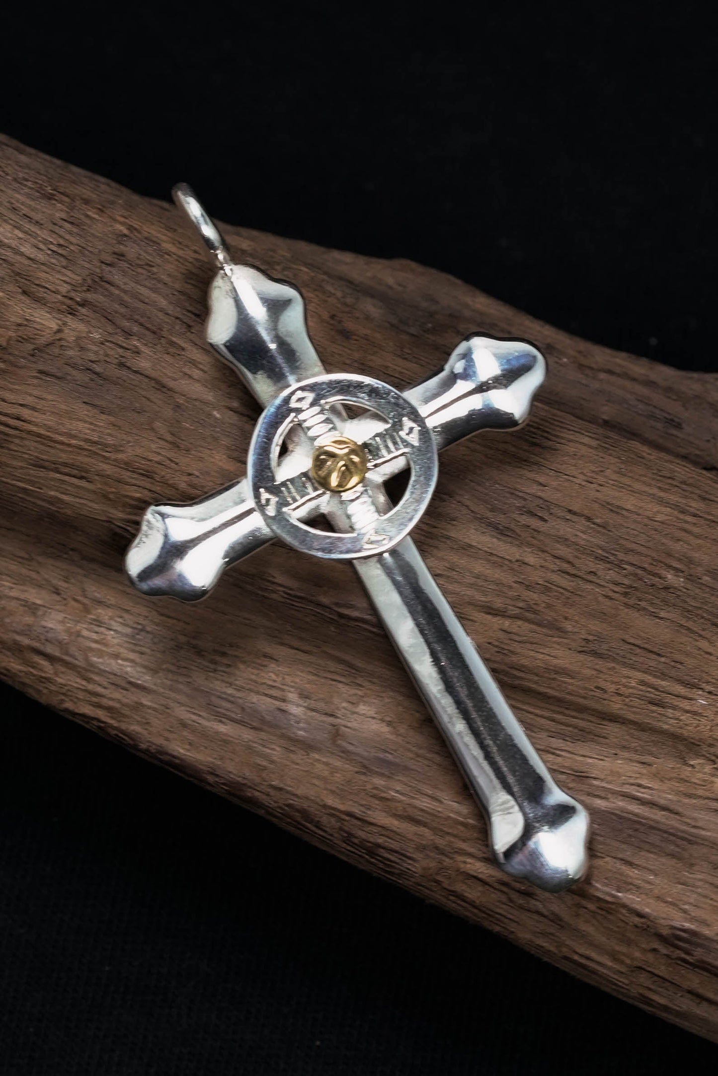 Takahashi Goro Round Brass Cross 925 Silver Pendant