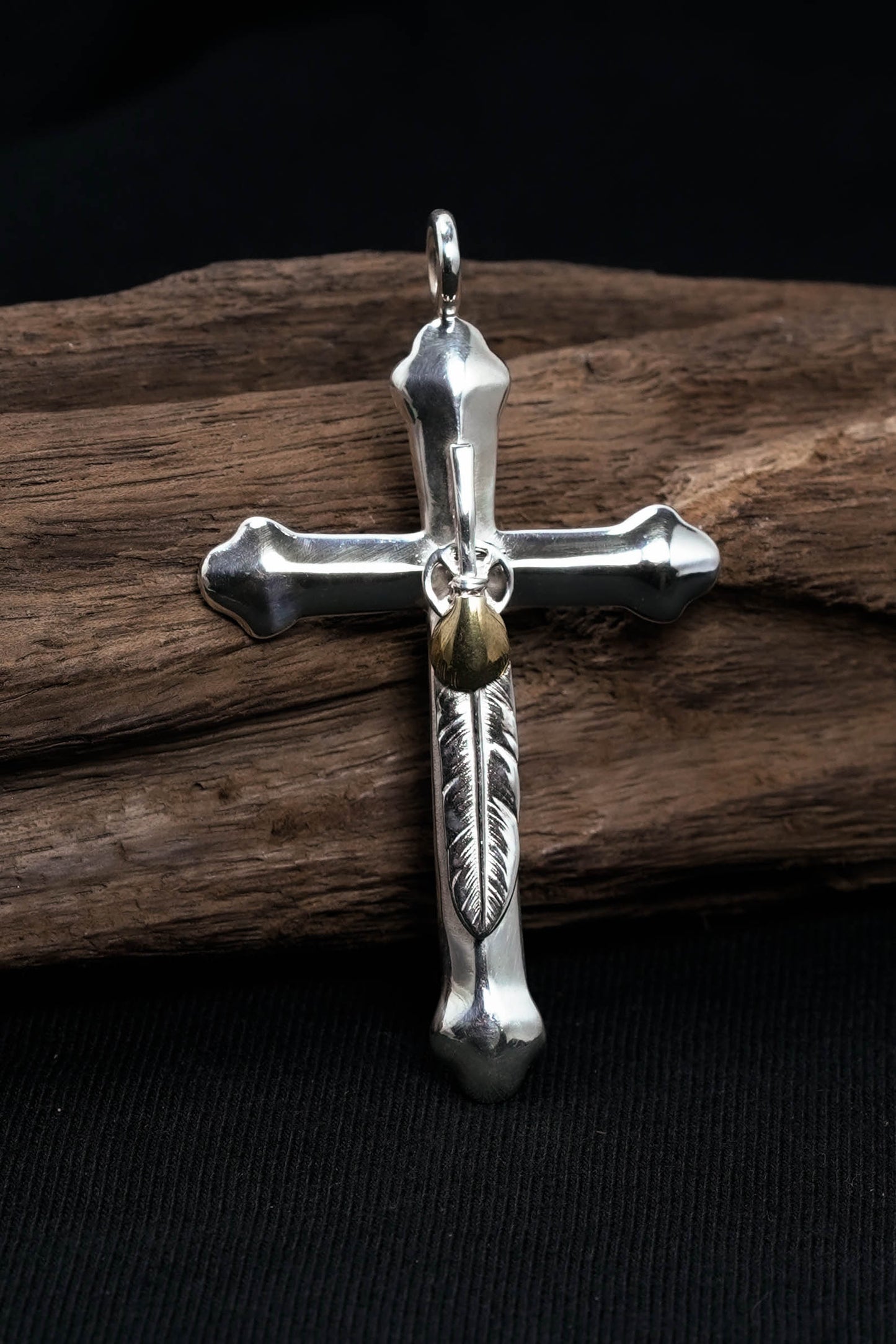 Japan Takahashi Goro Feather Cross 925 Silver Pendant