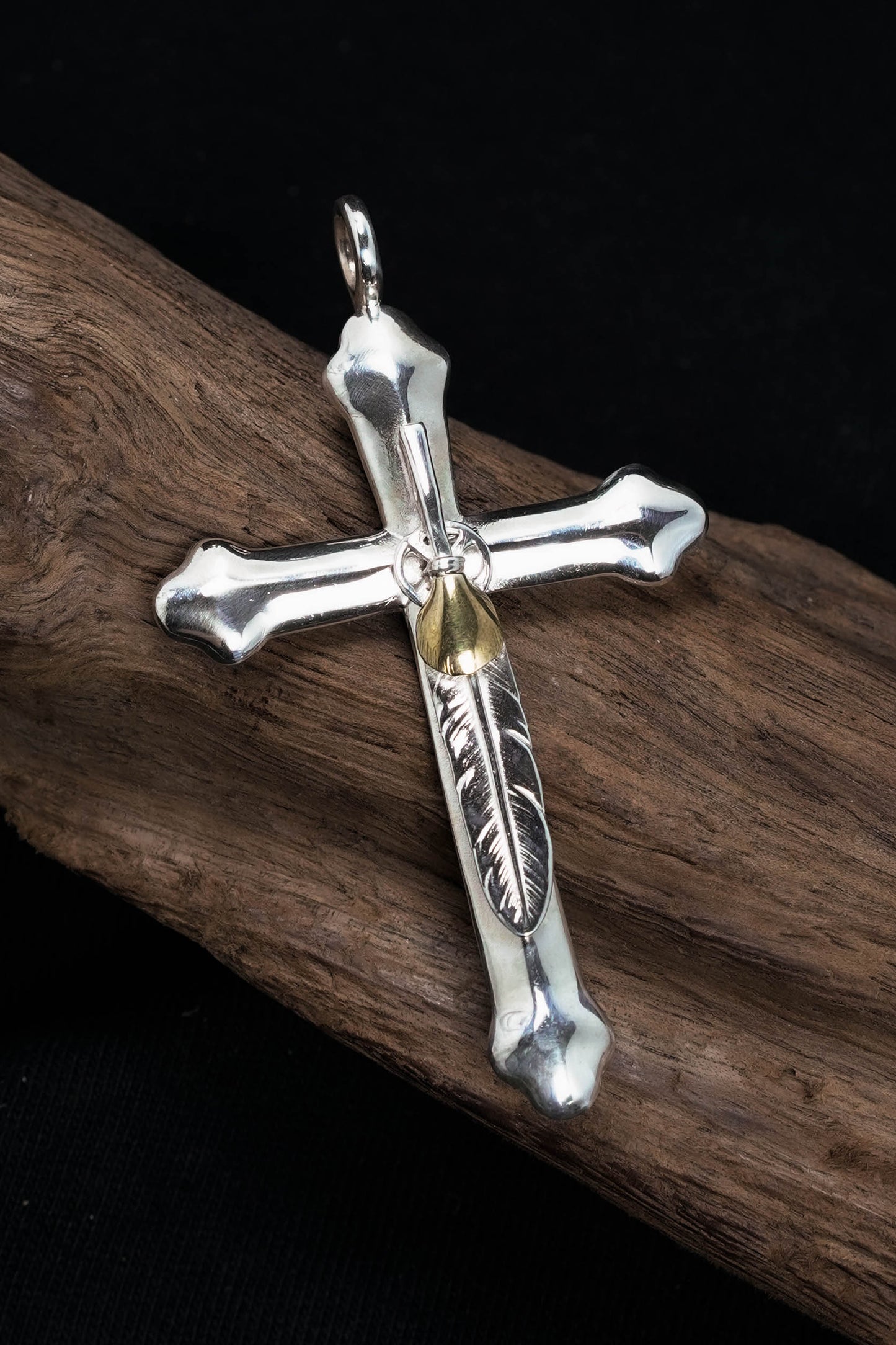 Japan Takahashi Goro Feather Cross 925 Silver Pendant