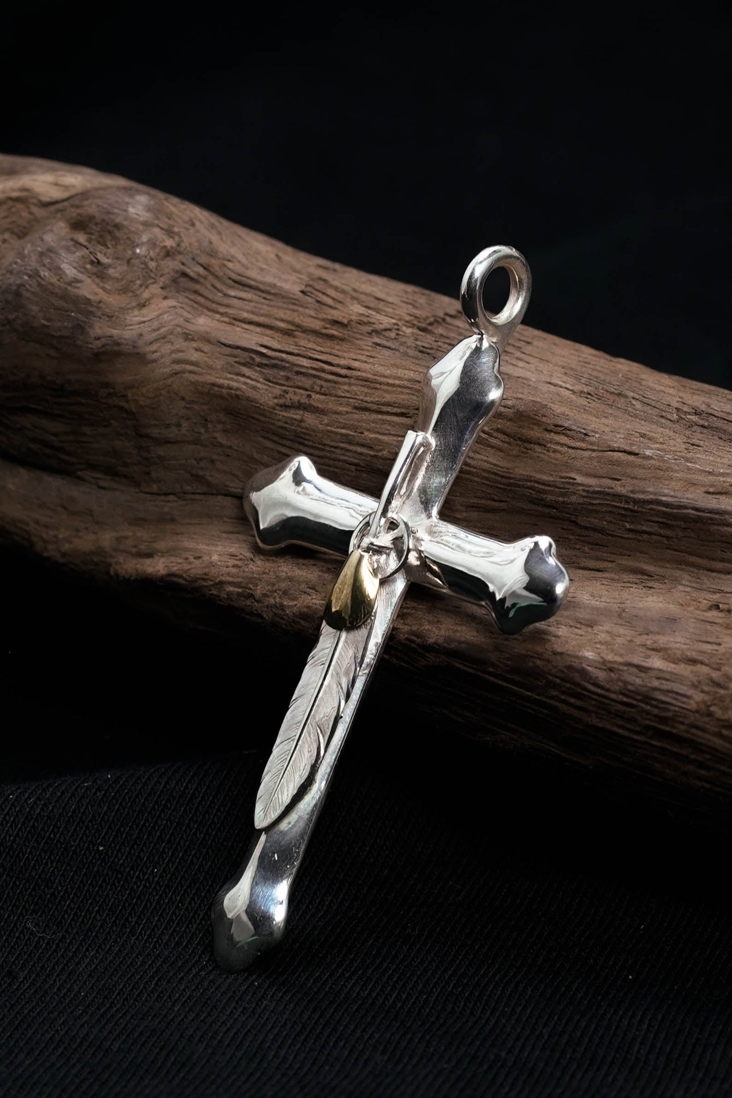 Japan Takahashi Goro Feather Cross 925 Silver Pendant