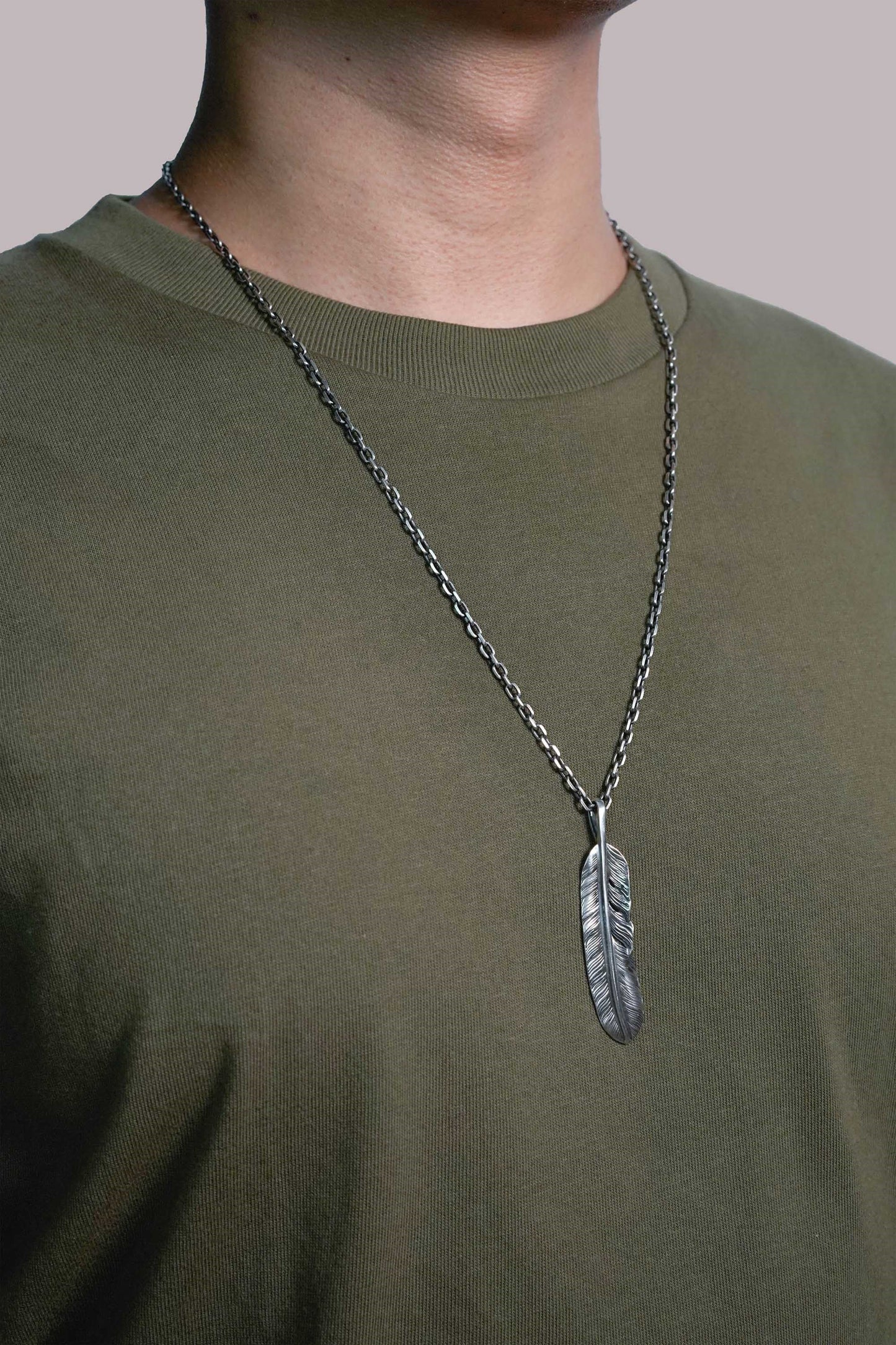 Left Feather Simple Leaf Retro 925 Silver Goro Takahashi Pendant