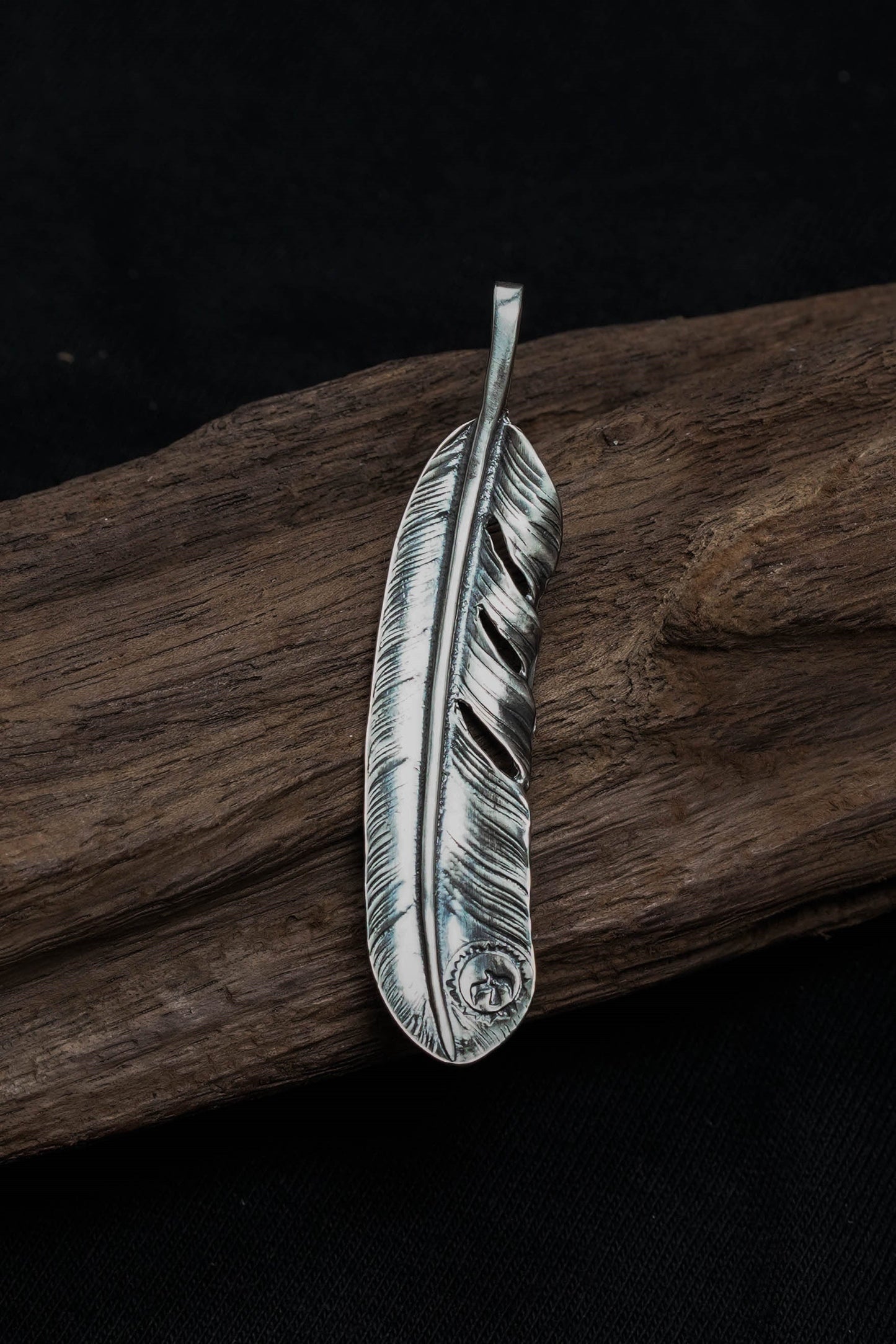 Right Feather Simple Leaf Retro 925 Silver Goro Takahashi Pendant