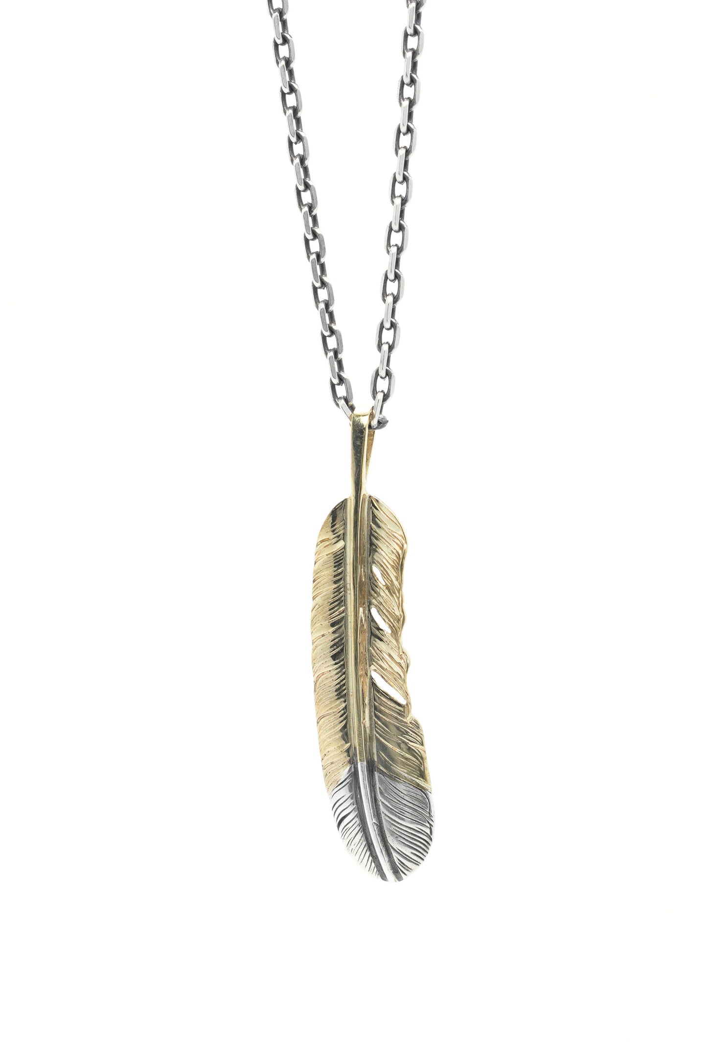 Left Feather Retro 925 Silver Pendant Takahashi Goro with Brass