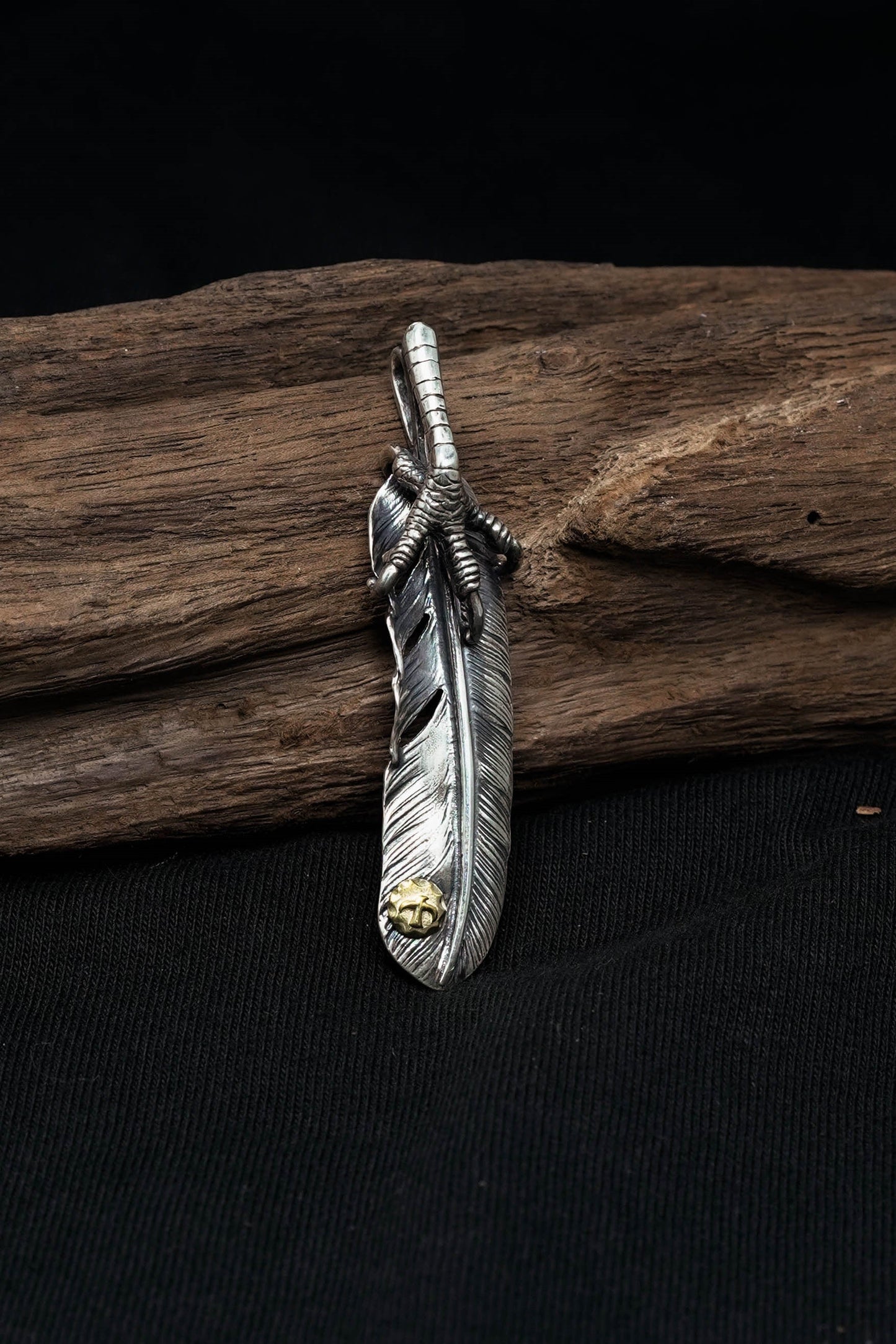 Right Eagle Claw Feather Retro 925 Silver Pendant Japan Takahashi Goro