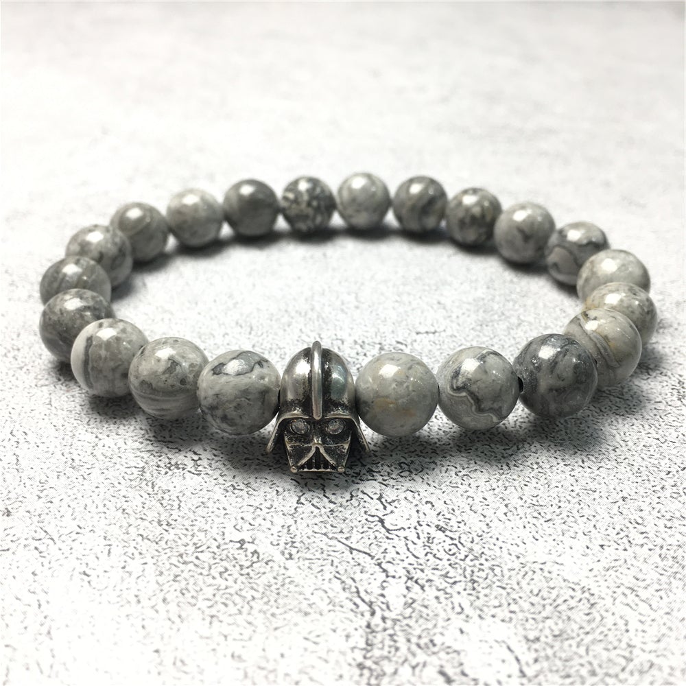 Map Stone Beads Gemstone with Imperial Darth Vader Charms Jewellery Elastic Handmade Bracelets
