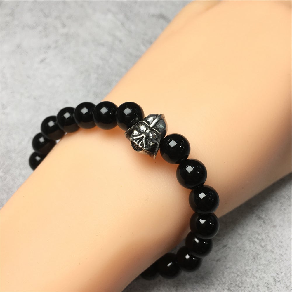 Imperial Darth Vader Charms Black Onyx Beads Stone Jewellery Elastic Bracelets