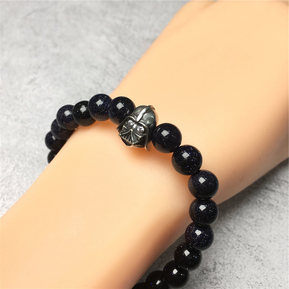 Imperial Darth Vader Charms Blue Sandstone Beads Stone Jewellery Elastic Bracelets