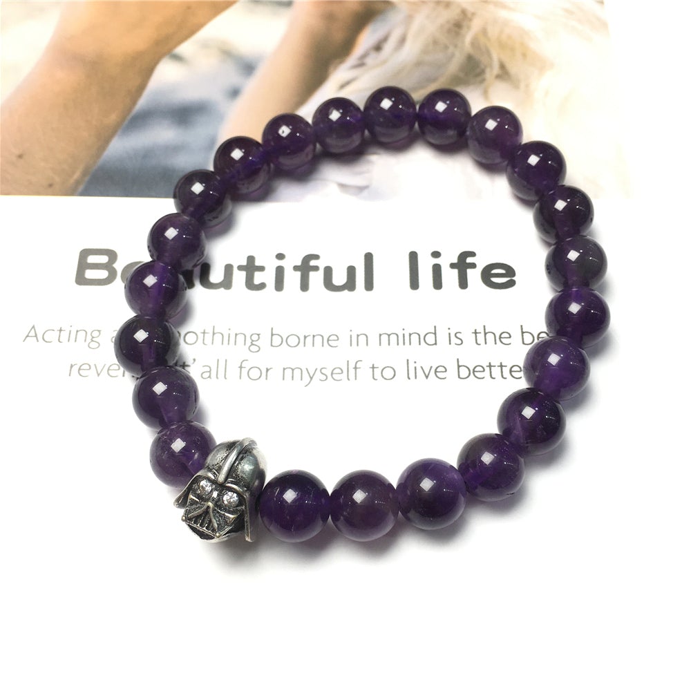Imperial Darth Vader Charms Amethyst Beads Stone Jewellery Elastic Bracelets