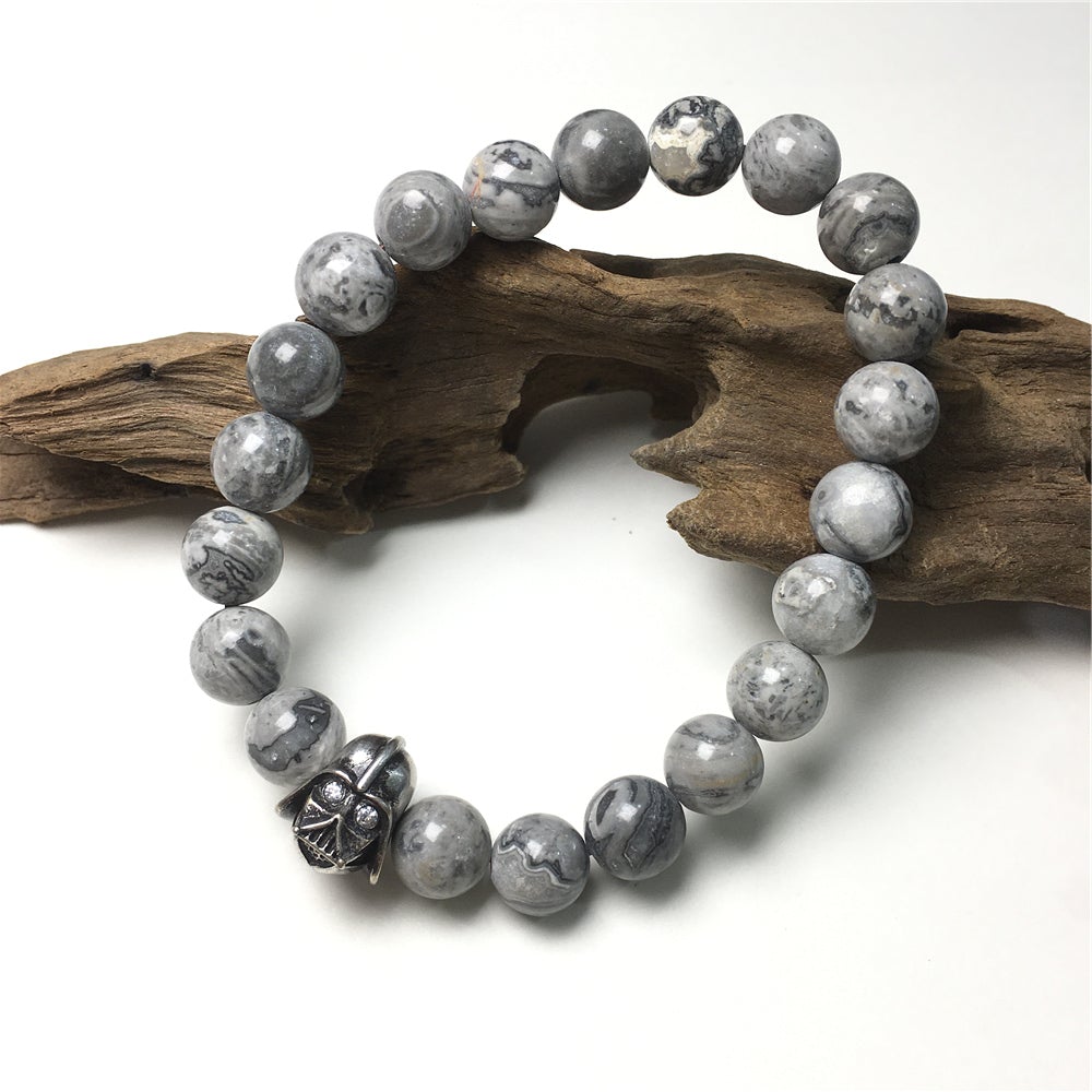 Map Stone Beads Gemstone with Imperial Darth Vader Charms Jewellery Elastic Handmade Bracelets