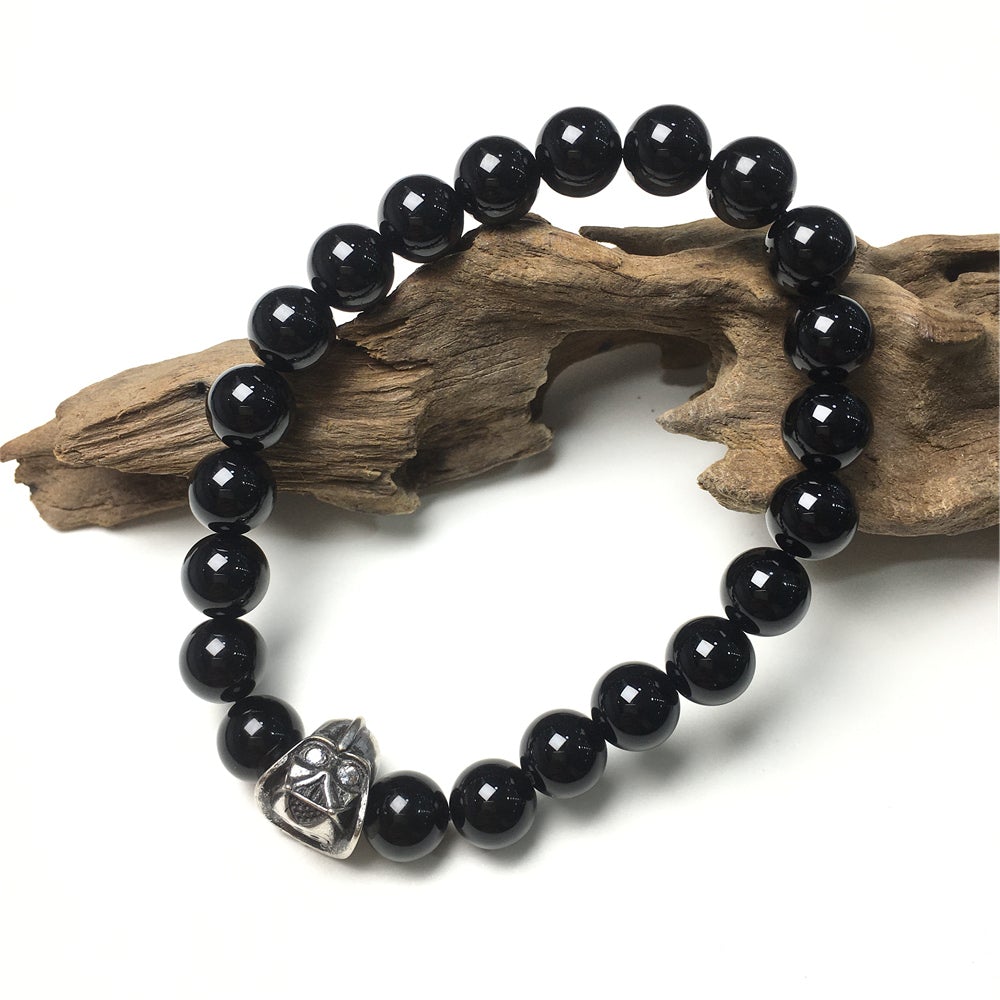 Imperial Darth Vader Charms Black Onyx Beads Stone Jewellery Elastic Bracelets