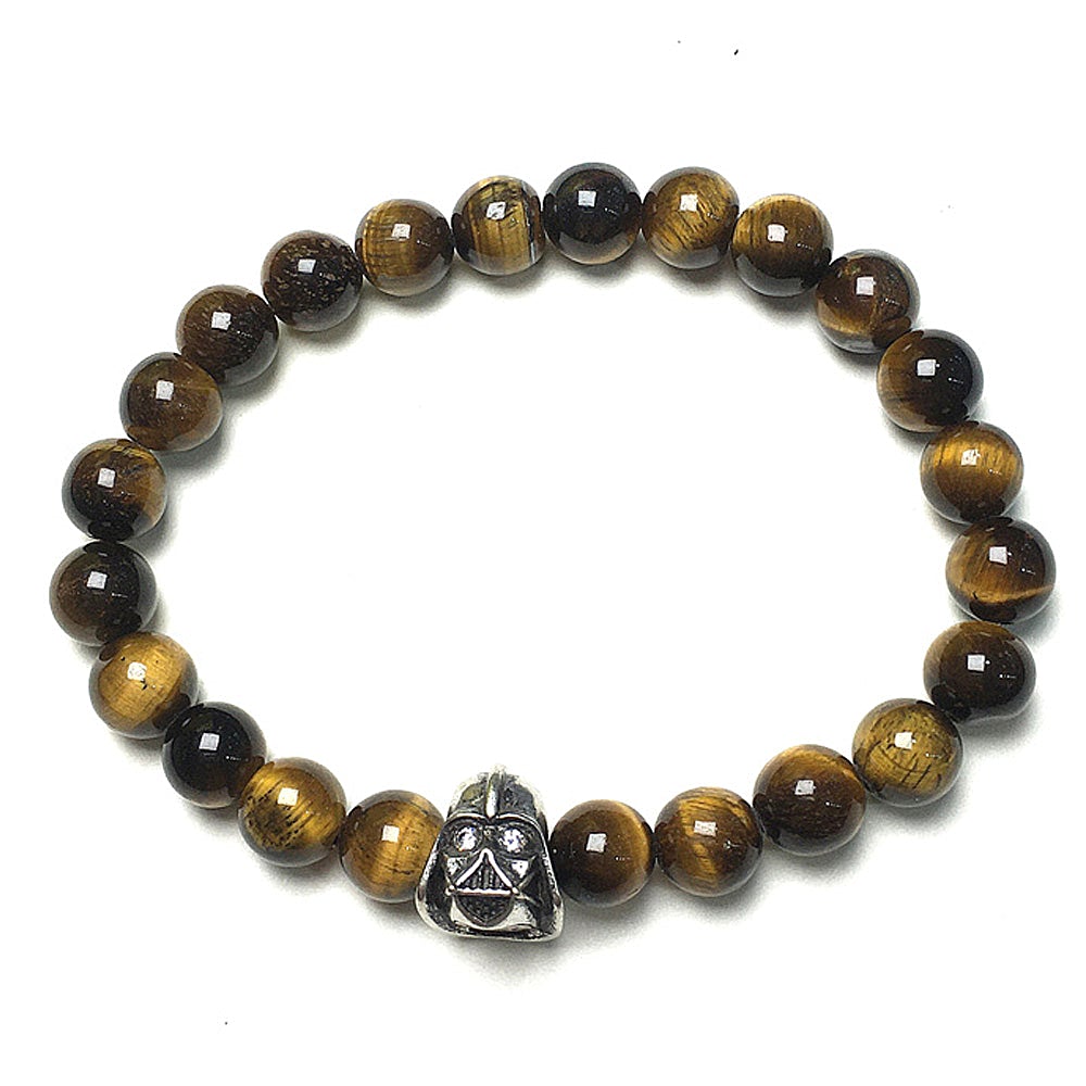 Imperial Darth Vader Charms Tiger Eye Beads Stone Jewellery Elastic Bracelets