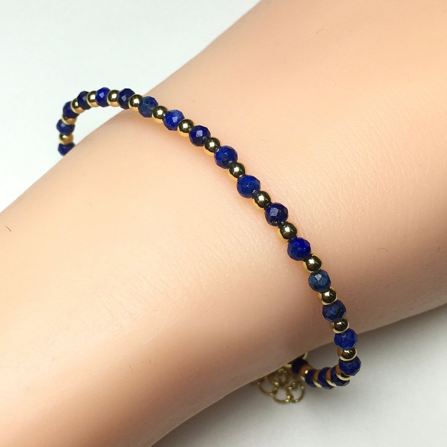 Lapis Lazuli Gemstone Adjustable Bracelet Tiny Beads Gemstone Bracelet with Love Heart Charm