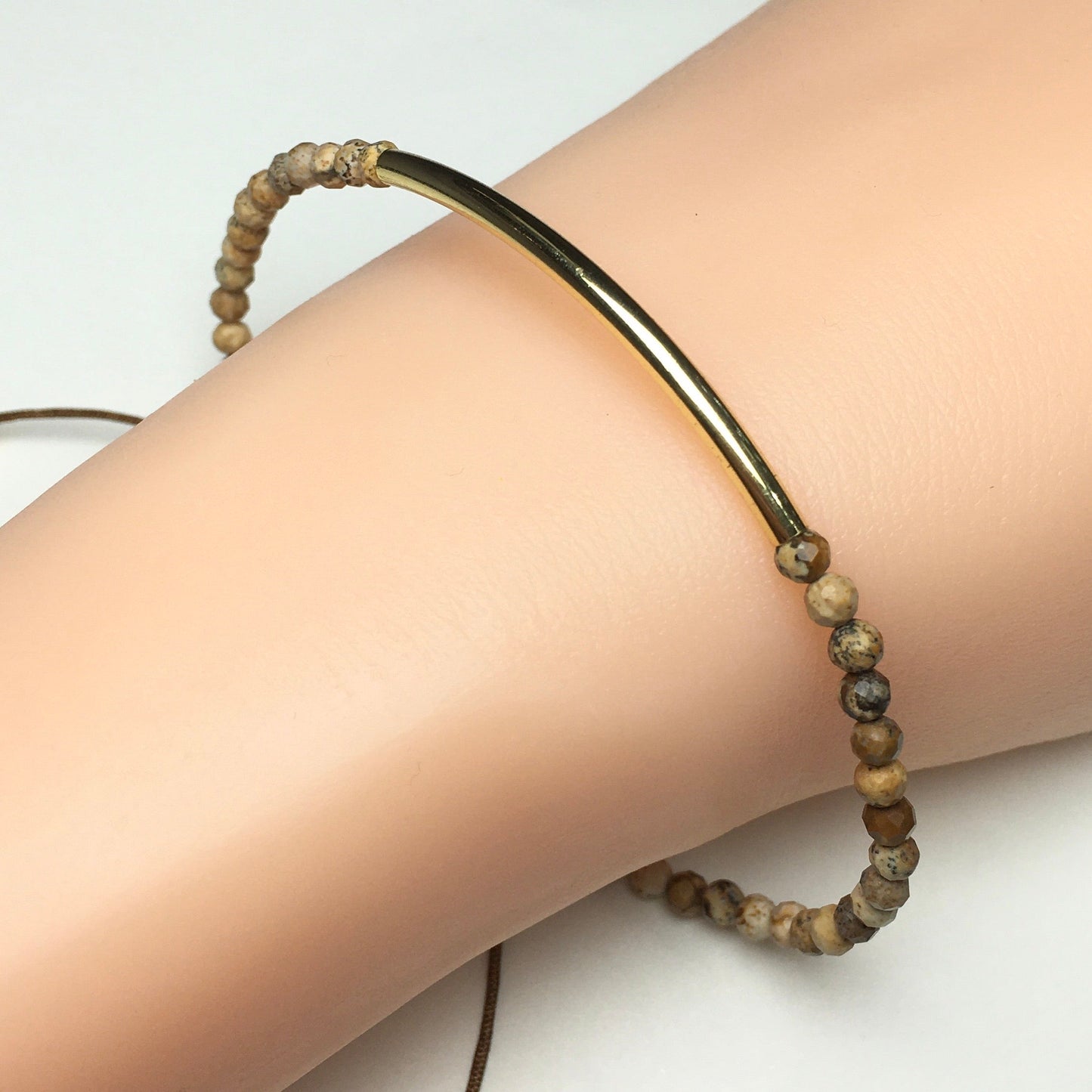 Faceted Picture Jasper Beads Bracelet Adjustable Handmade Braid Rope Designer Bracelet