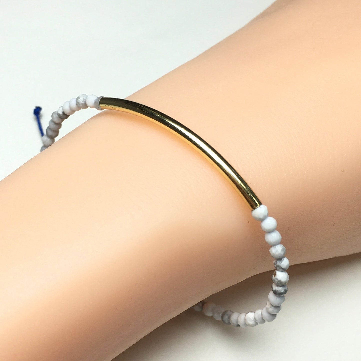 Faceted Howlite Beads Bracelet Adjustable Handmade Braid Rope Designer Bracelet