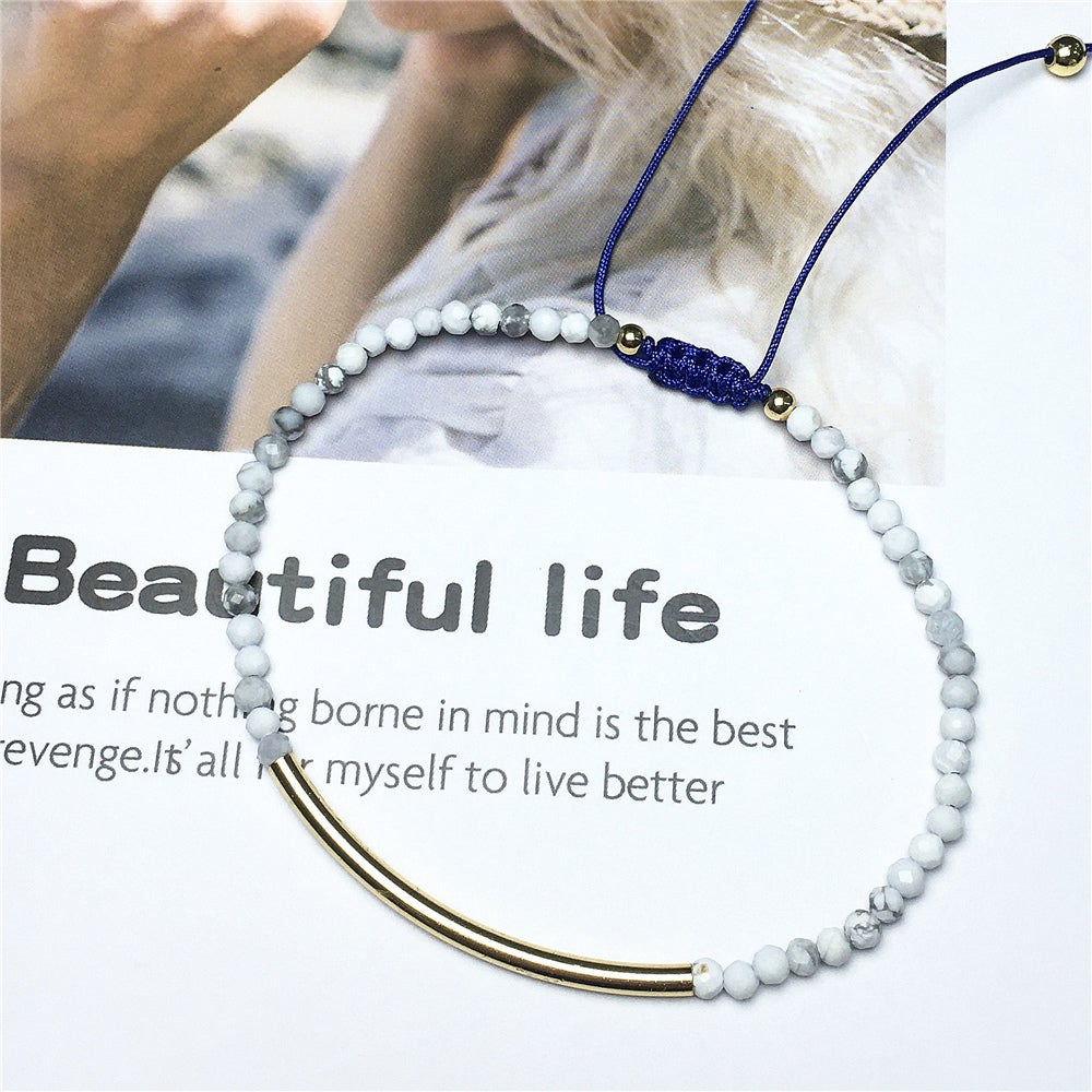 Faceted Howlite Beads Bracelet Adjustable Handmade Braid Rope Designer Bracelet