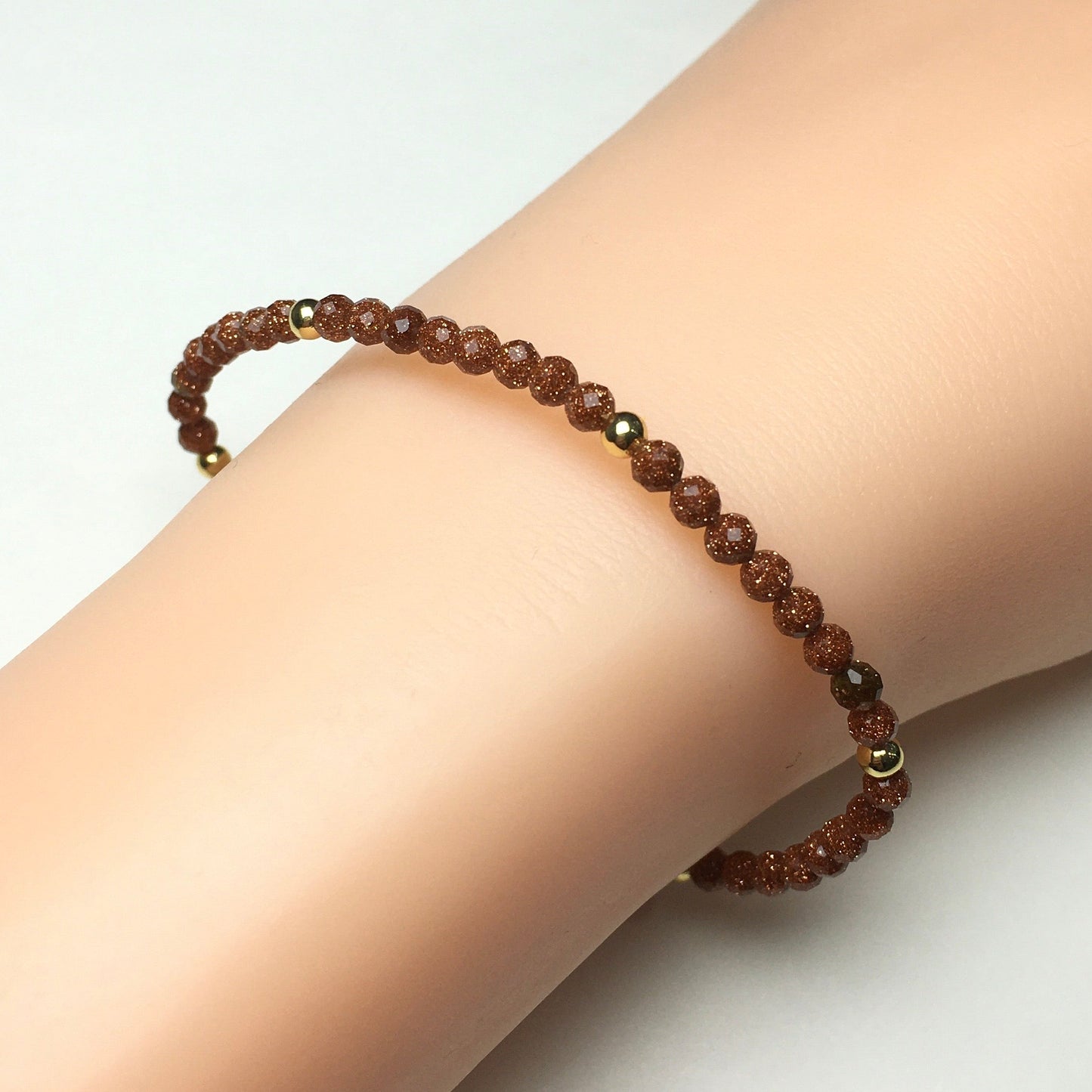 Natural Gold Sandstone Gemstone Braid Rope Macrame Adjustable Bracelet Tiny Beads Gemstone Bracelet with Gold Beads Spacer